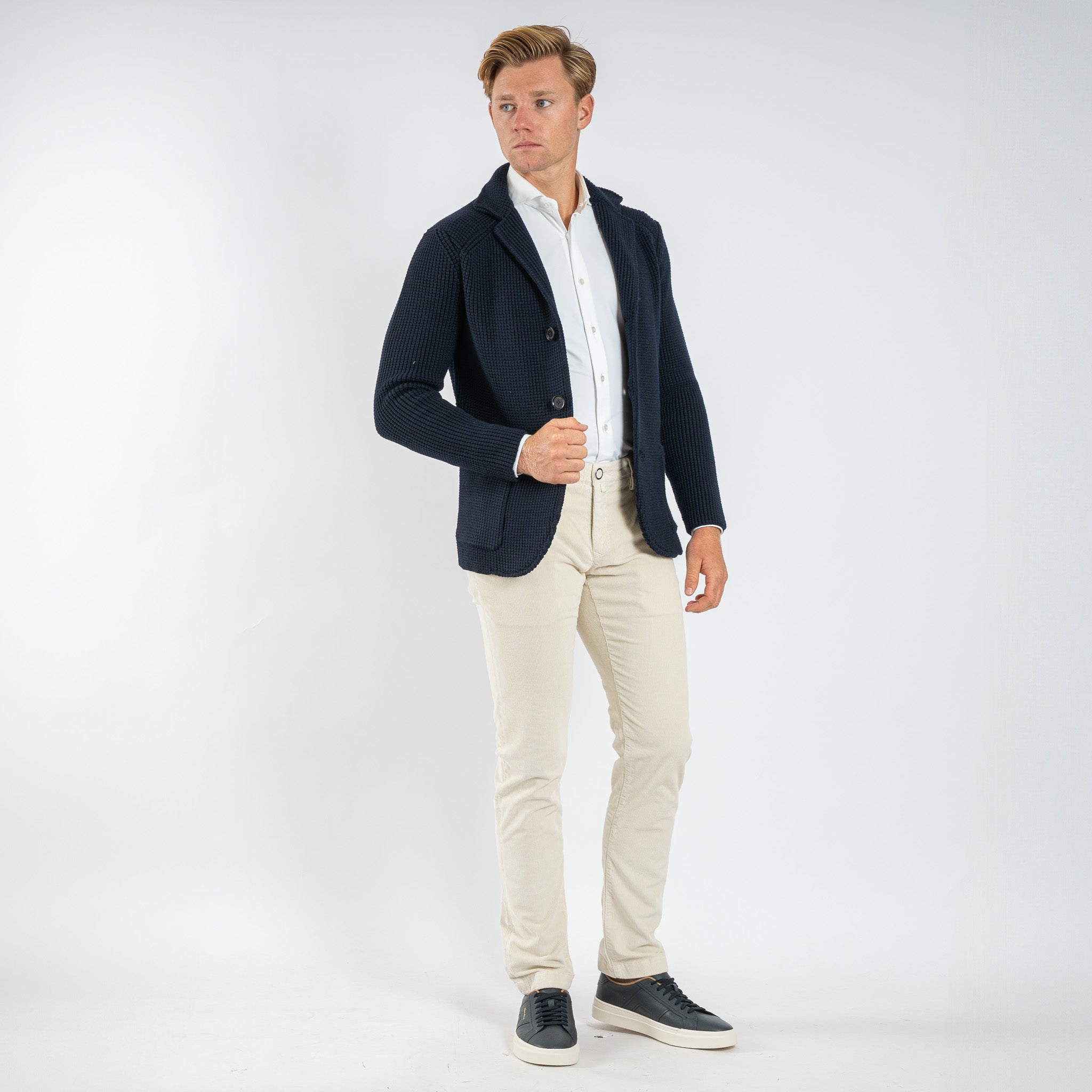 Maurizio Baldassari Gebreid Knoopvest Blauw | Brenta Swacket