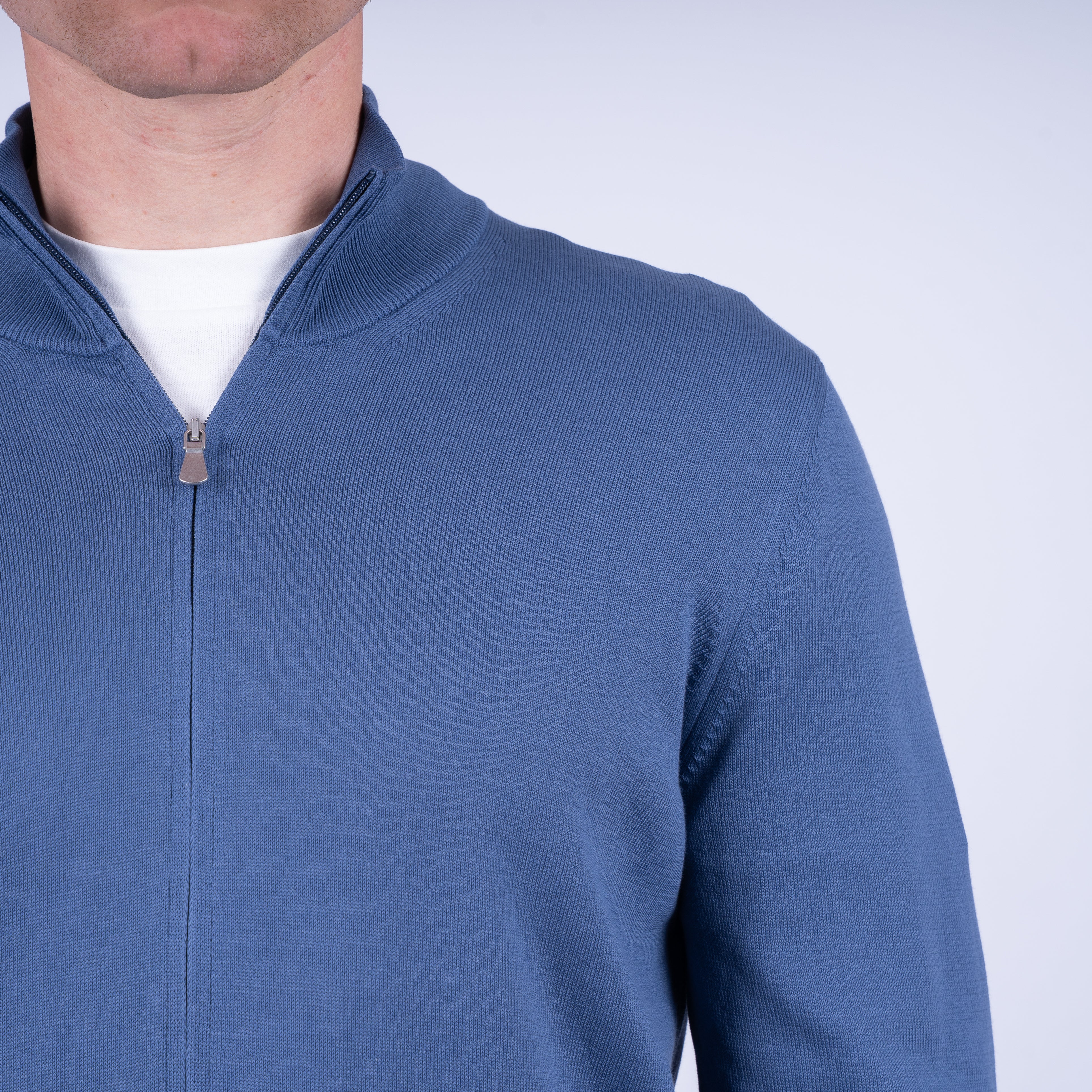 Gran Sasso Gebreid Vest Blauw | Pure Cotton