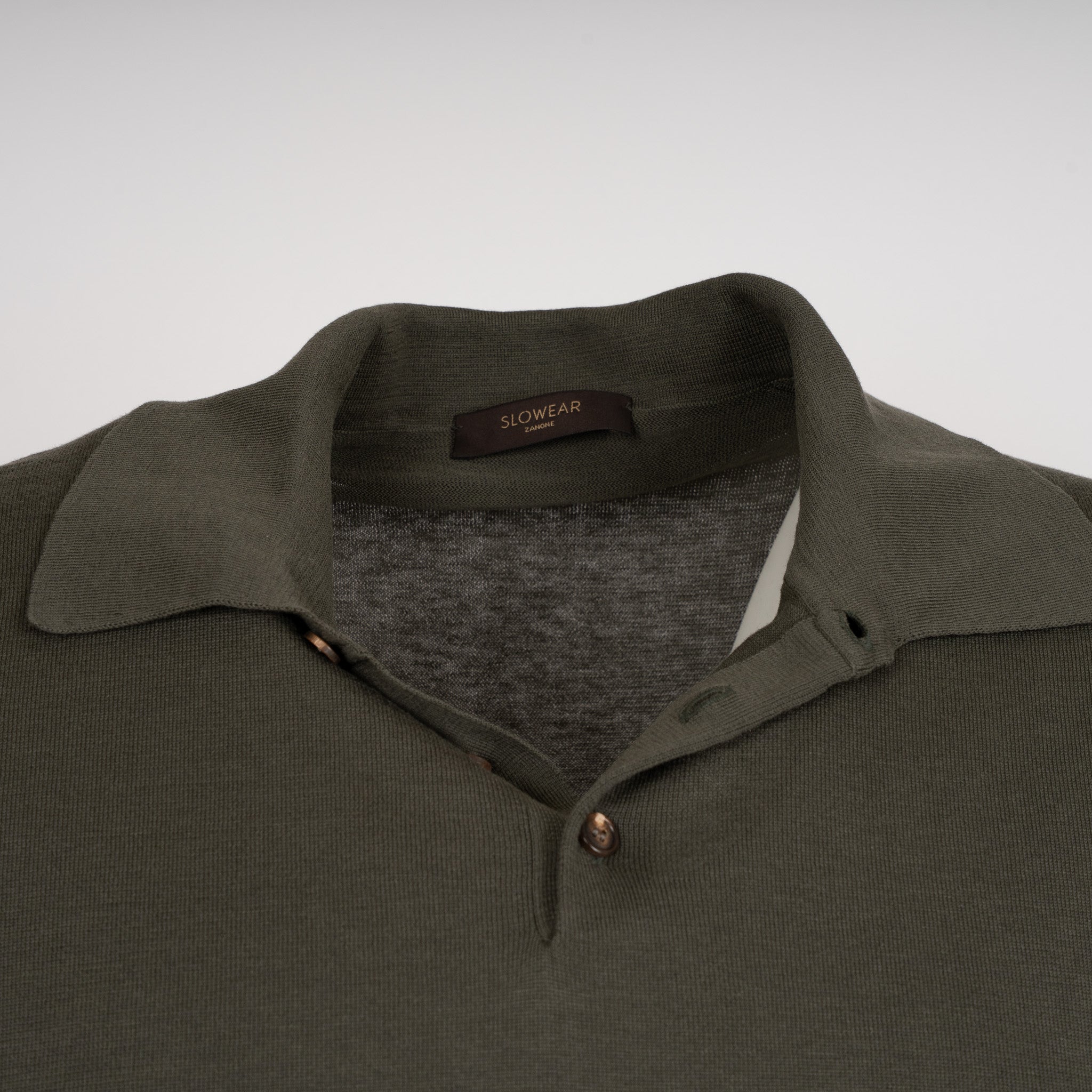 Zanone Polo Lange Mouw Groen | Cotton & Silk