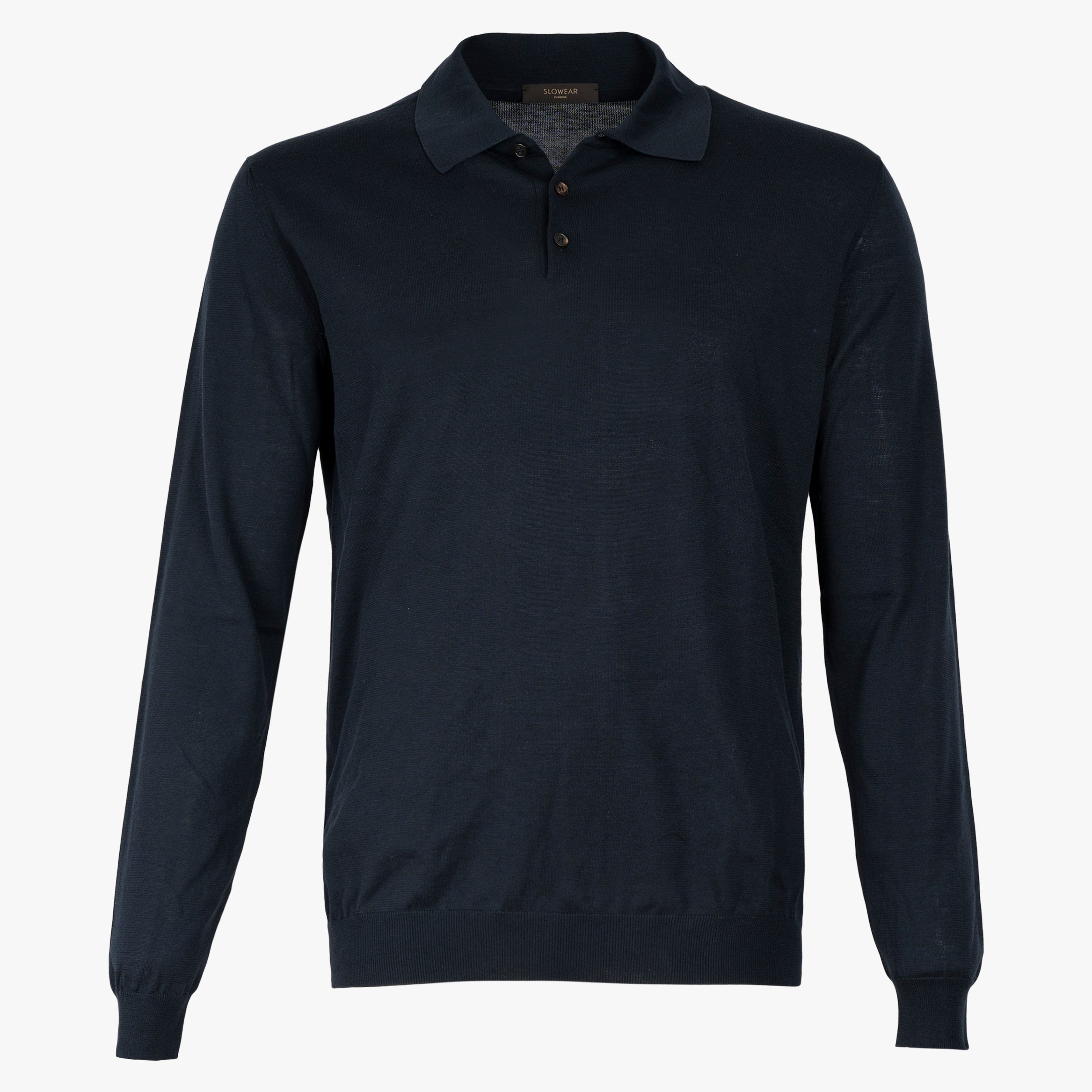 Zanone Polo Lange Mouw Blauw | Cotton & Silk