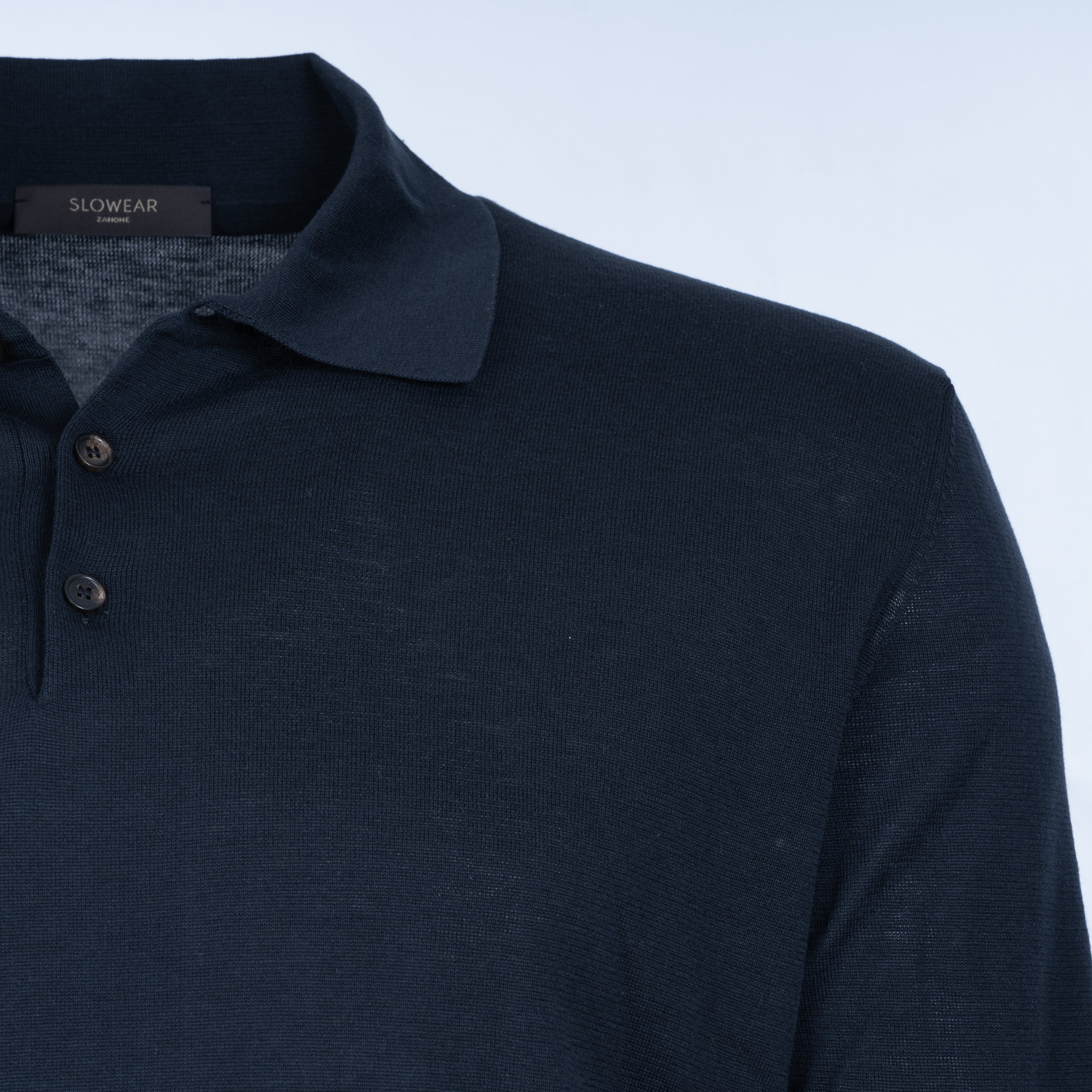 Zanone Polo Lange Mouw Blauw | Cotton & Silk