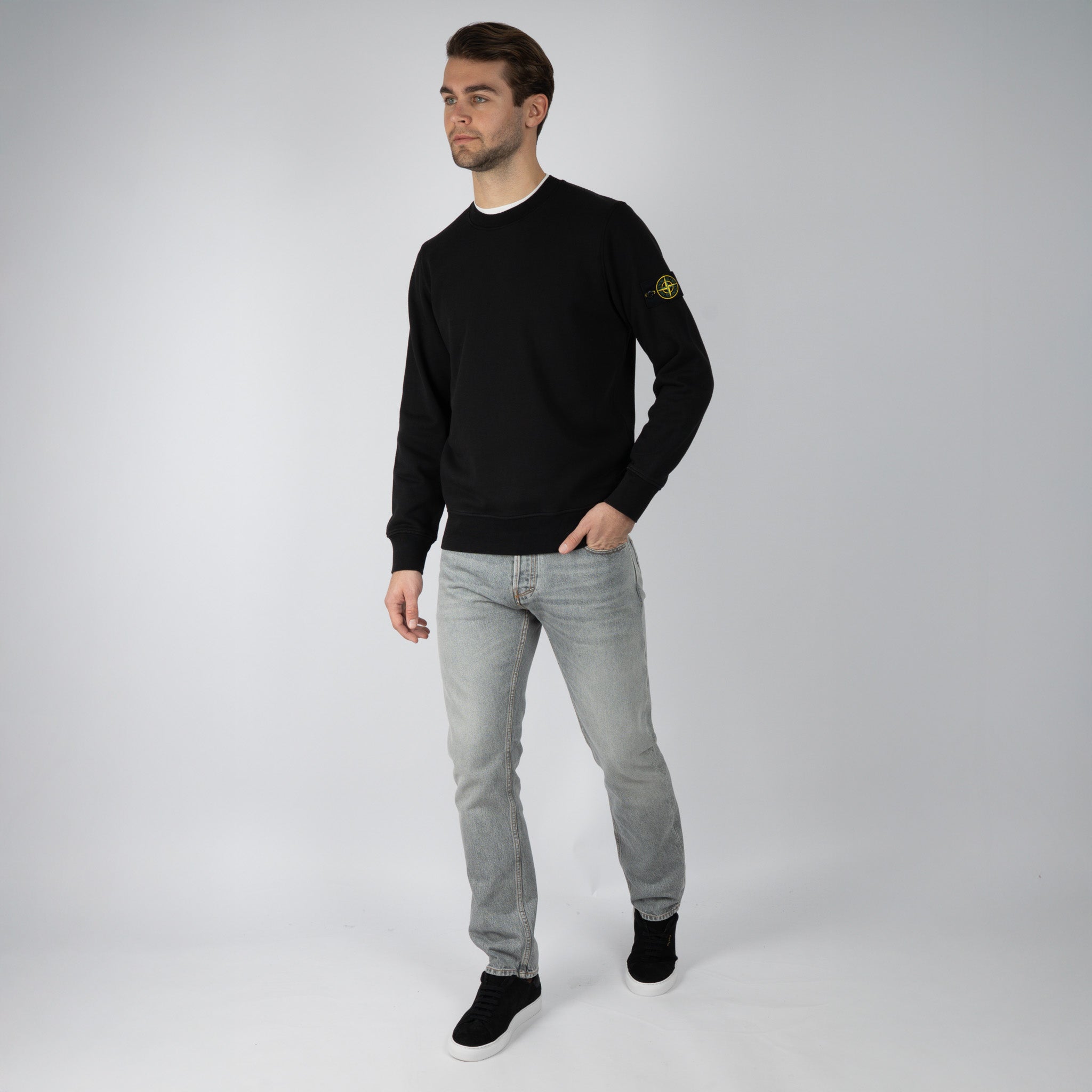 Stone Island Sweater Zwart | Cotton Fleece