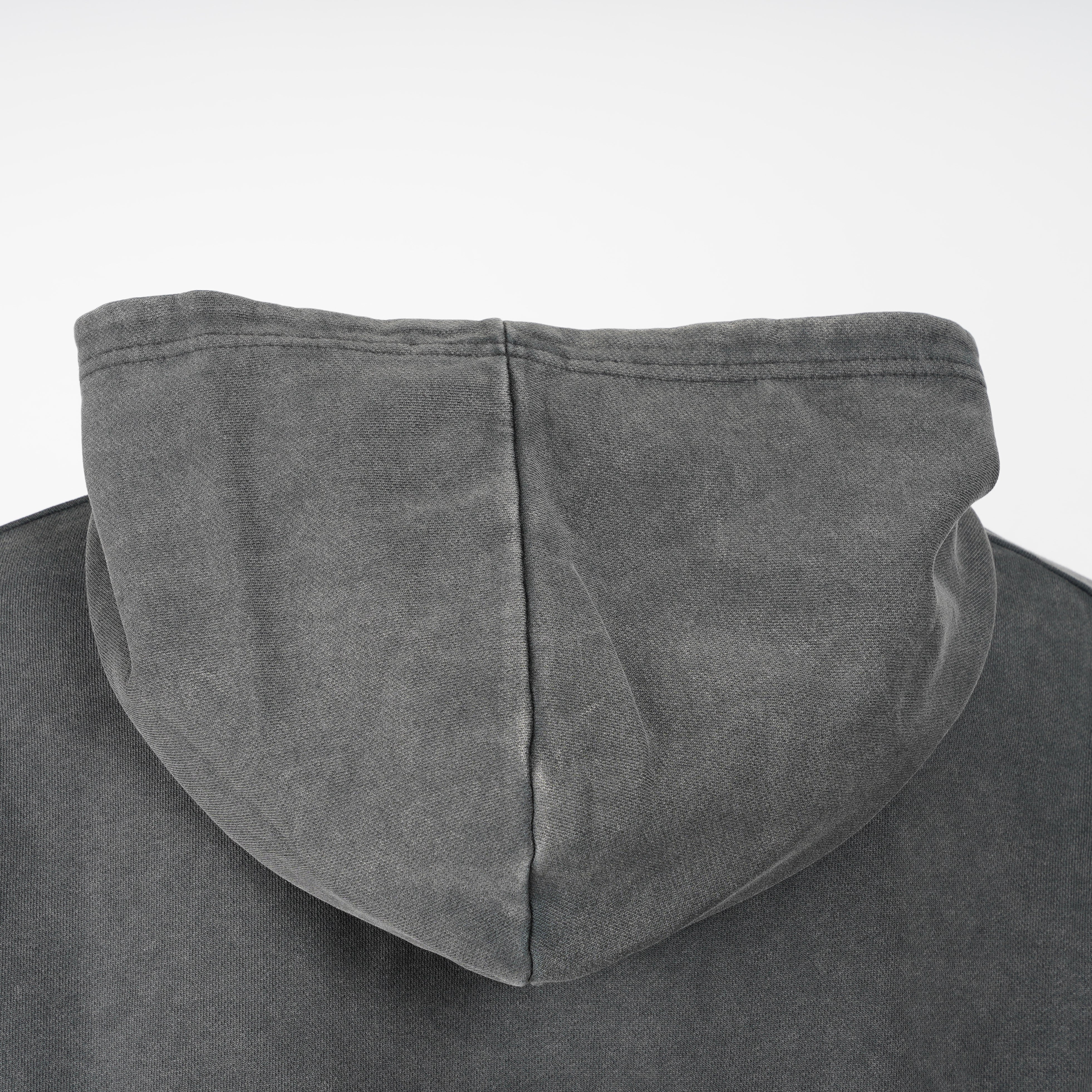 Filling Pieces Hoodie Verwassen Zwart | Boxy Embroidered