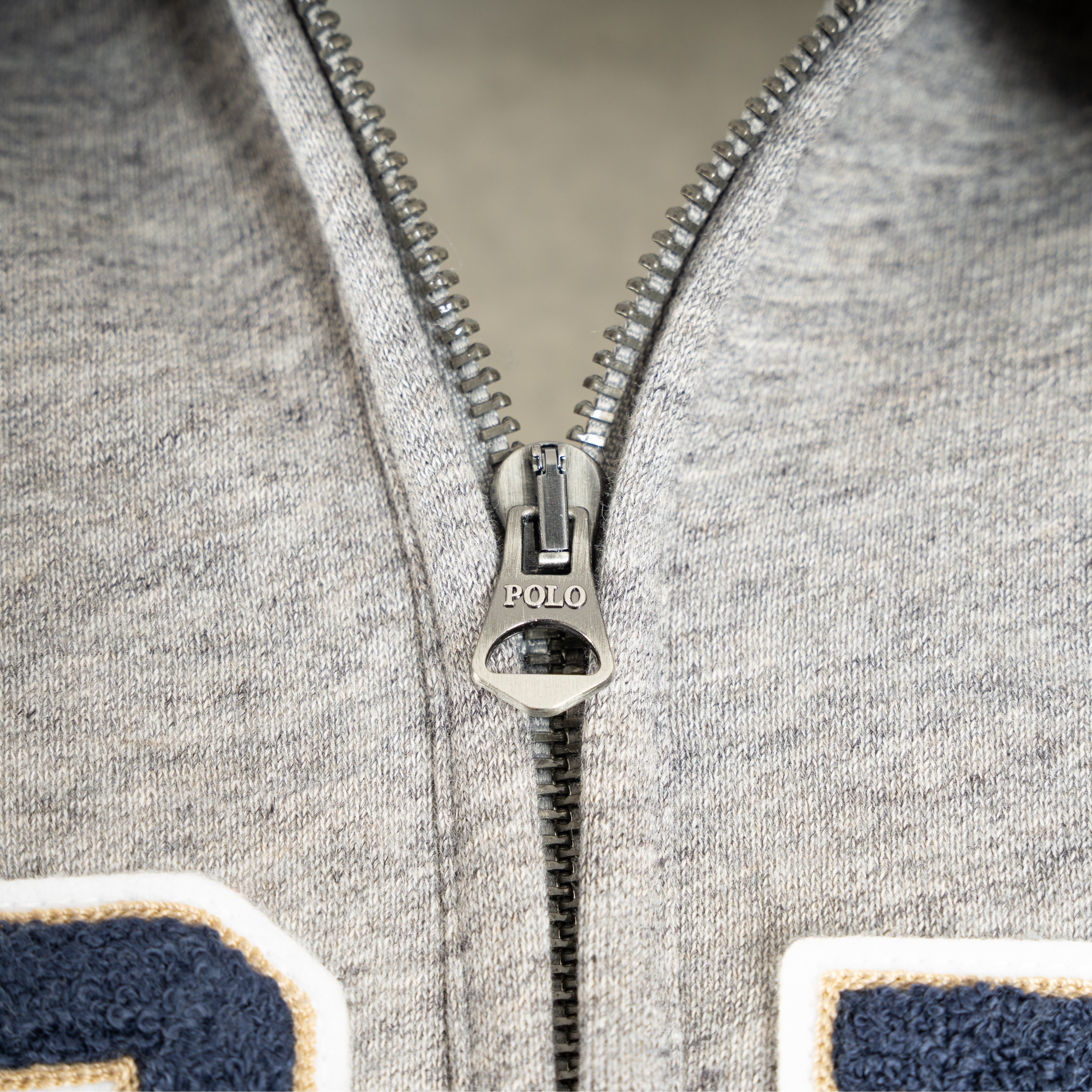 Ralph Lauren Sweater met Rits Grijs | Logo Fleece