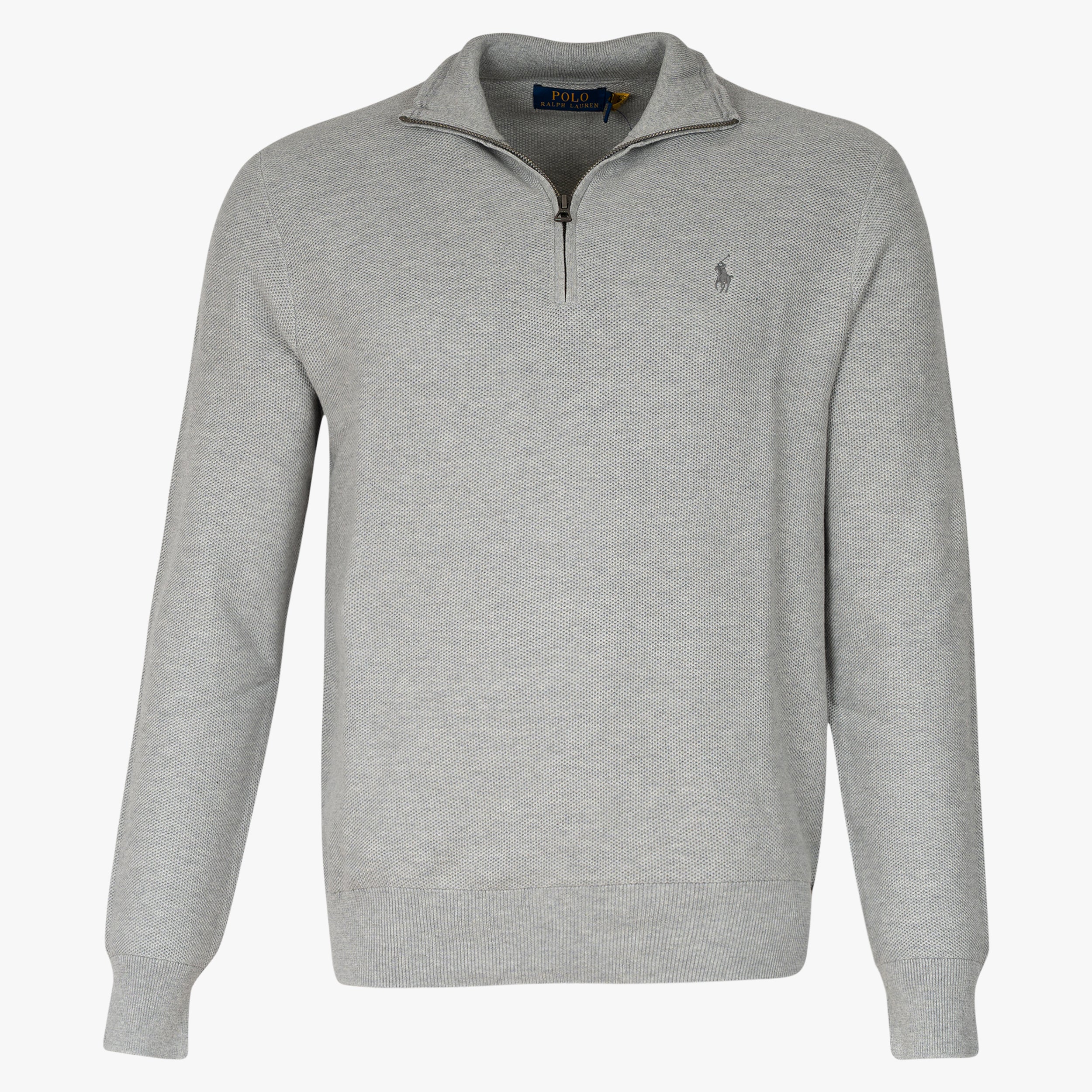 Ralph Lauren Gebreide Trui met Rits Grijs | Mesh Cotton