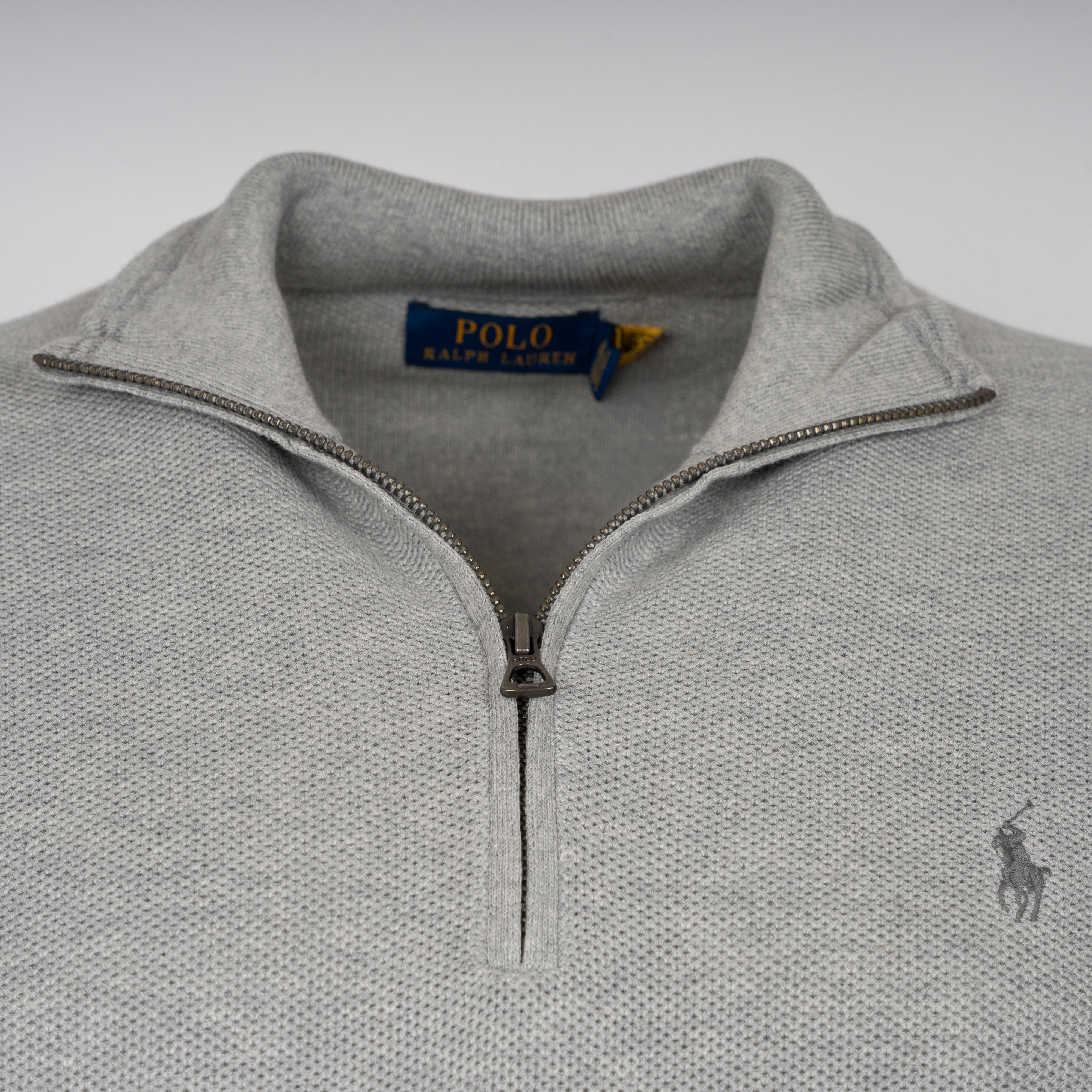Ralph Lauren Gebreide Trui met Rits Grijs | Mesh Cotton