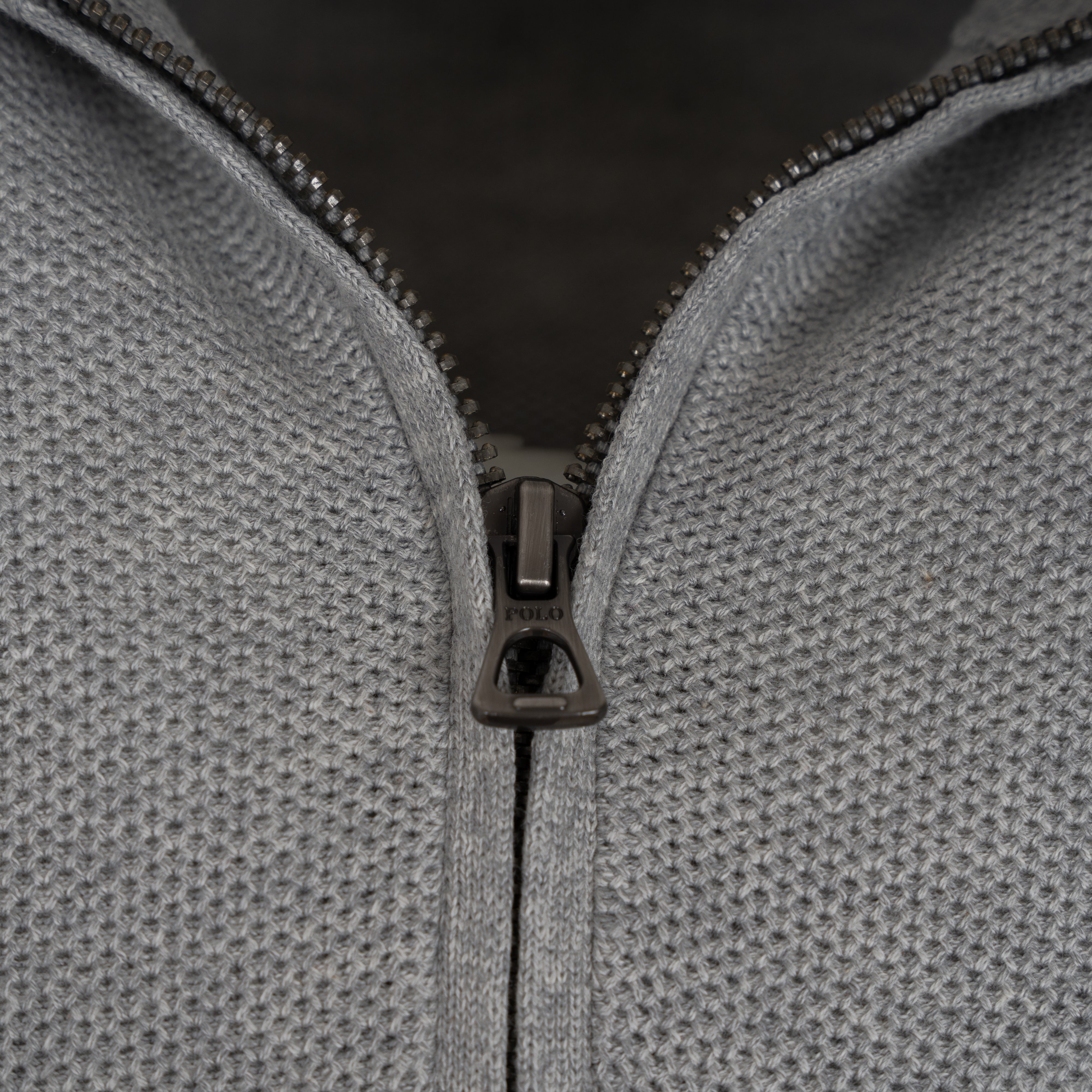 Ralph Lauren Gebreide Trui met Rits Grijs | Mesh Cotton