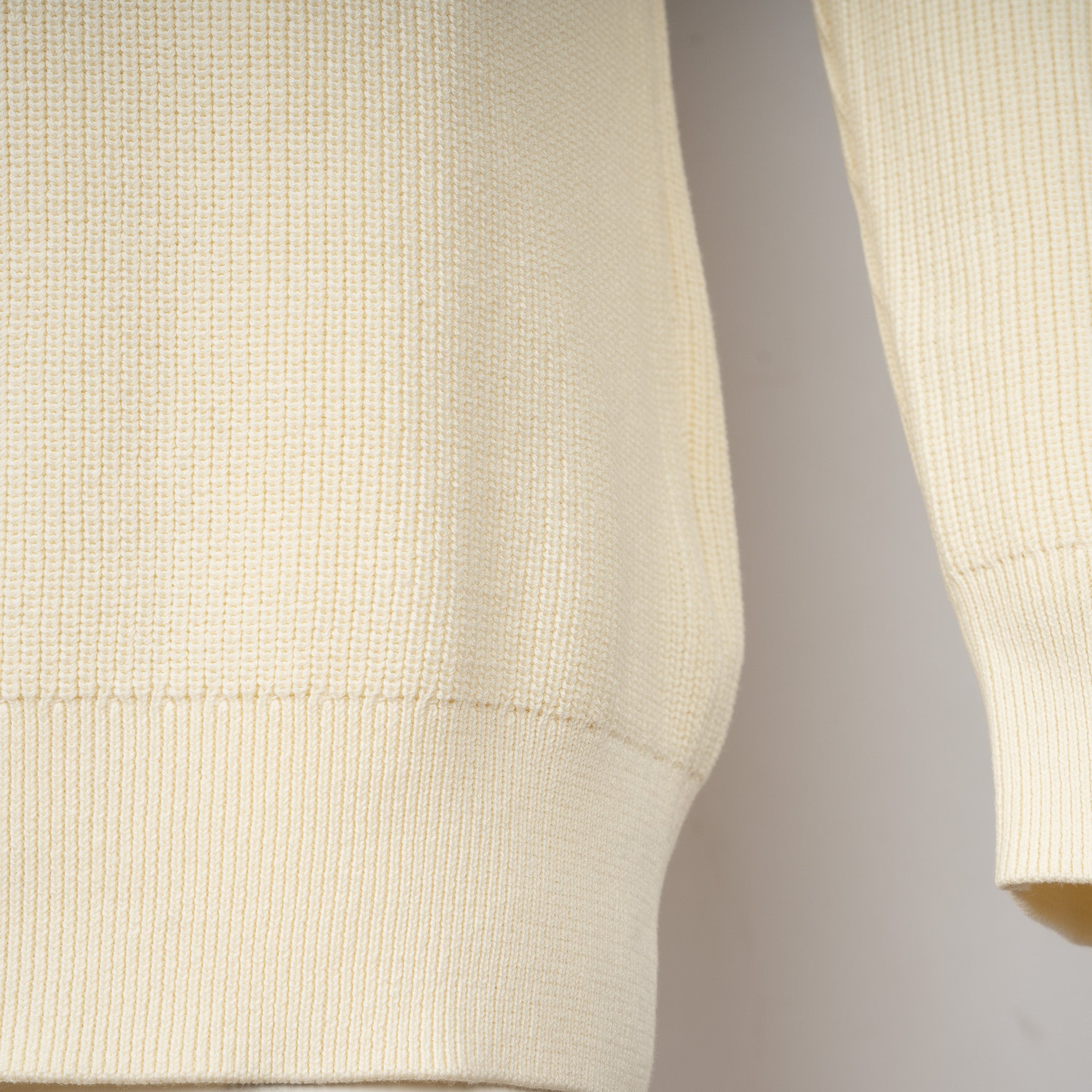 Denham Gebreide Trui met Rits Crème | Schissor Knitted Half Zip