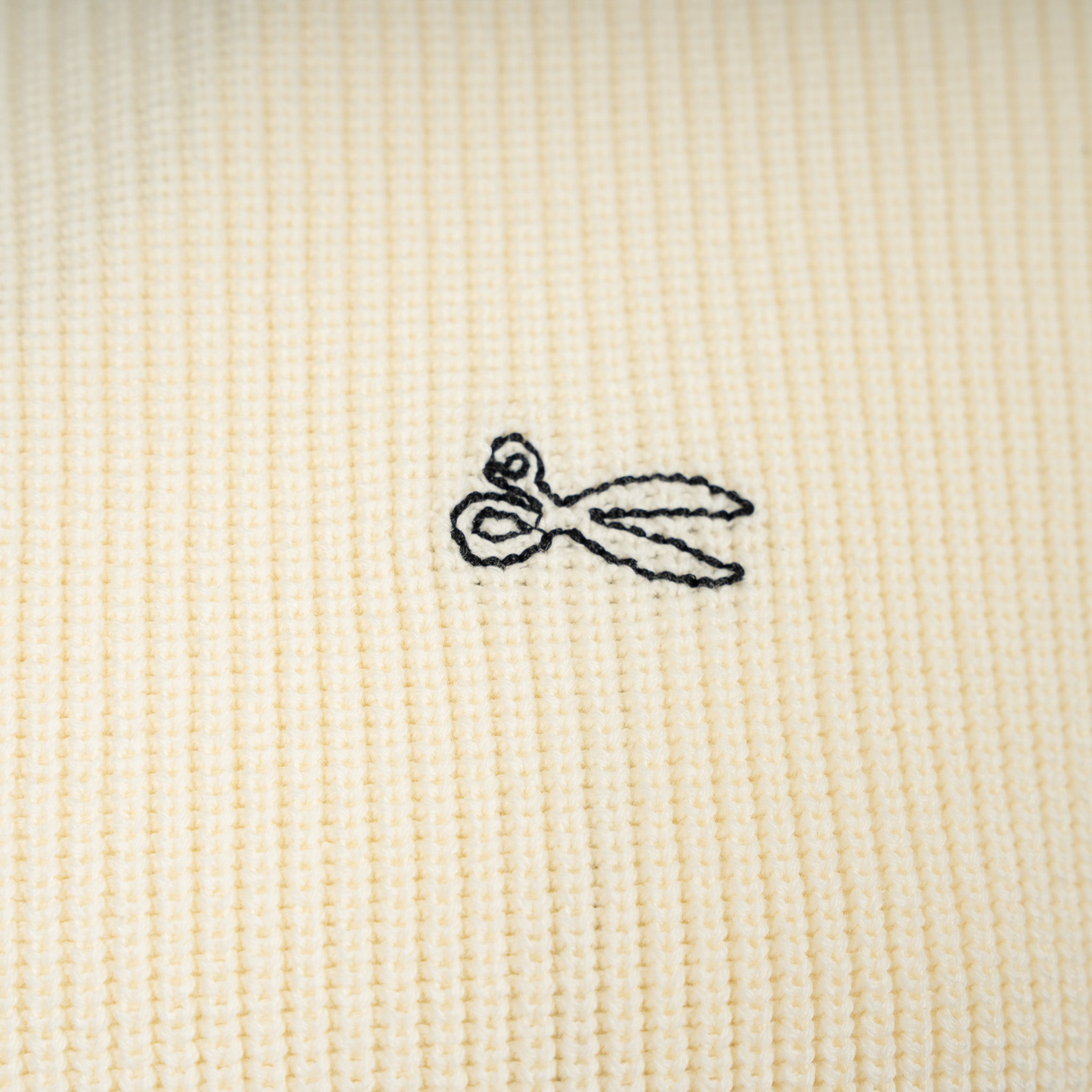 Denham Gebreide Trui met Rits Crème | Schissor Knitted Half Zip