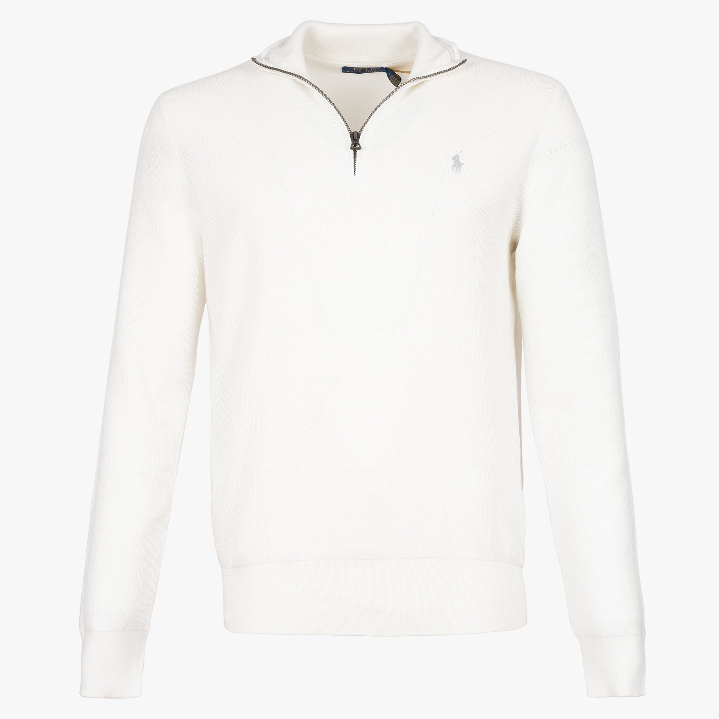 Ralph Lauren Gebreide Trui met Rits Wit | Mesh Cotton