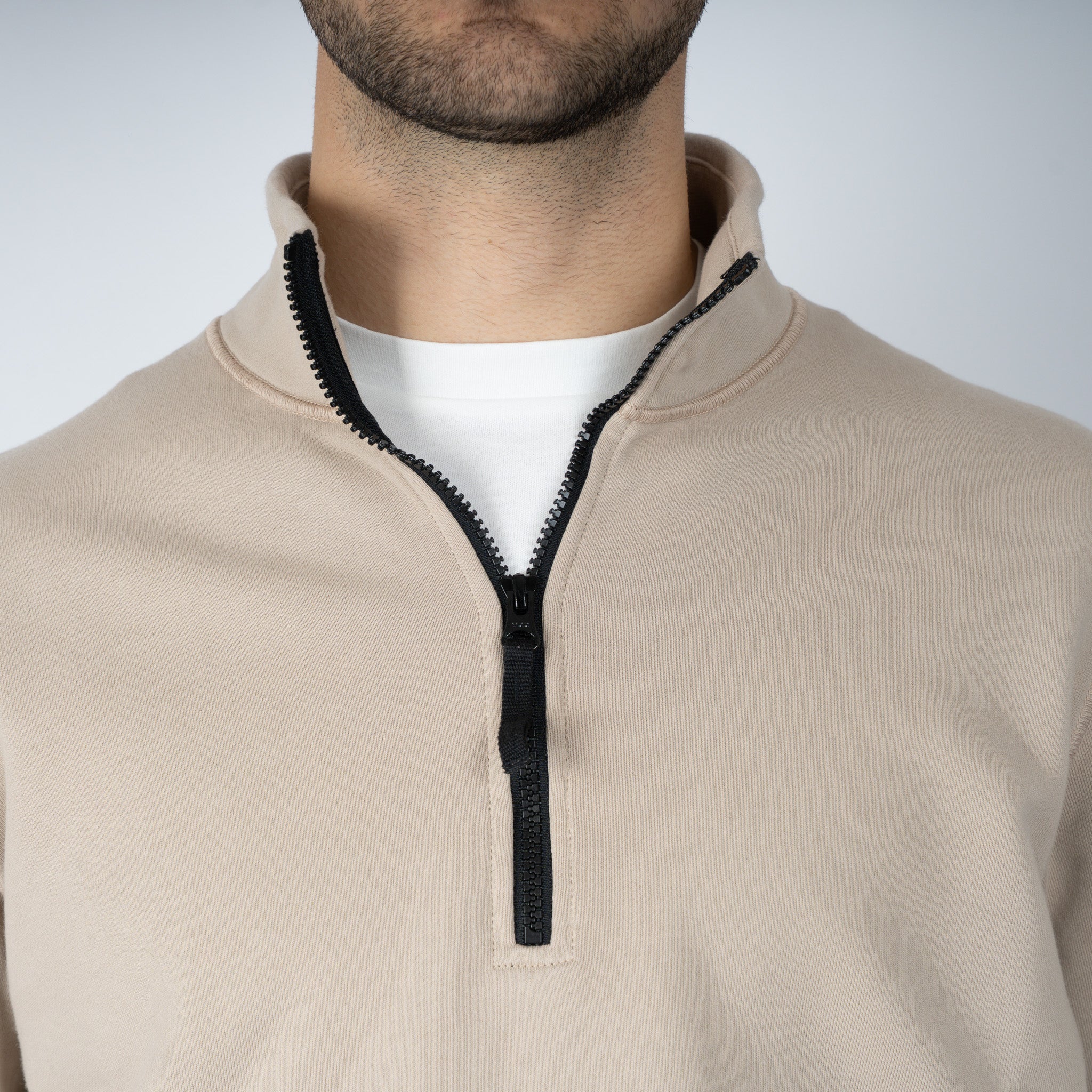 Stone Island Sweater met Rits Zand | Cotton Fleece