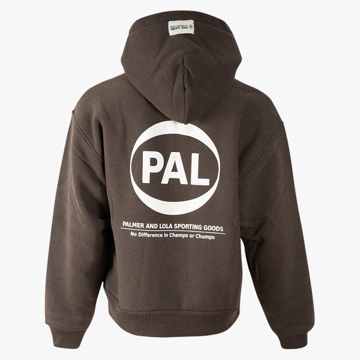 Pal Sporting Goods Hoodie met Backprint Bruin | New Pre-Game 25