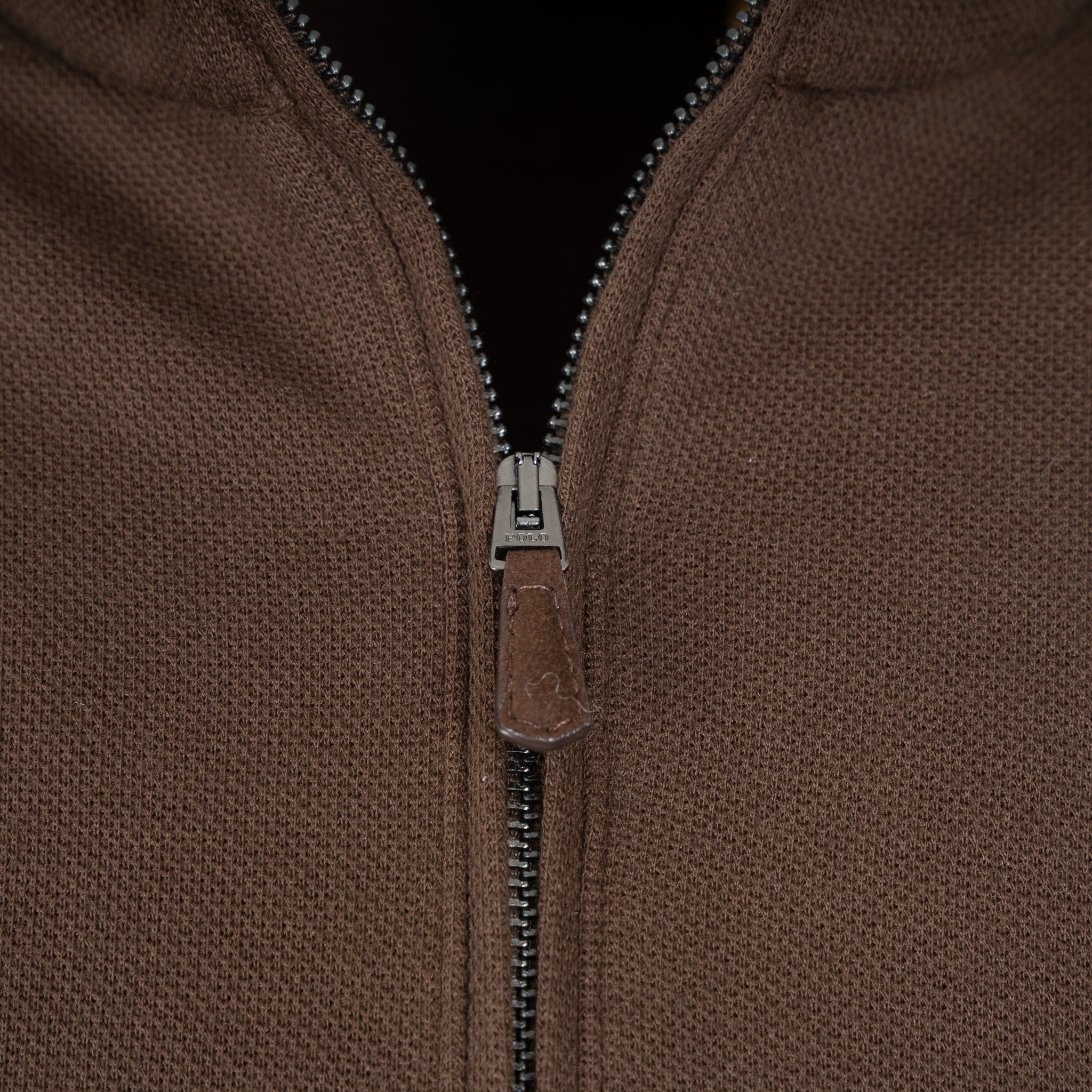 Ralph Lauren Gebreide Trui met Rits Bruin | Double-Knit Mesh