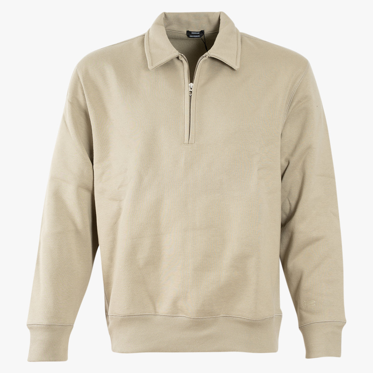 Denham Sweater Polokraag Khaki | Nino Polo Sweat