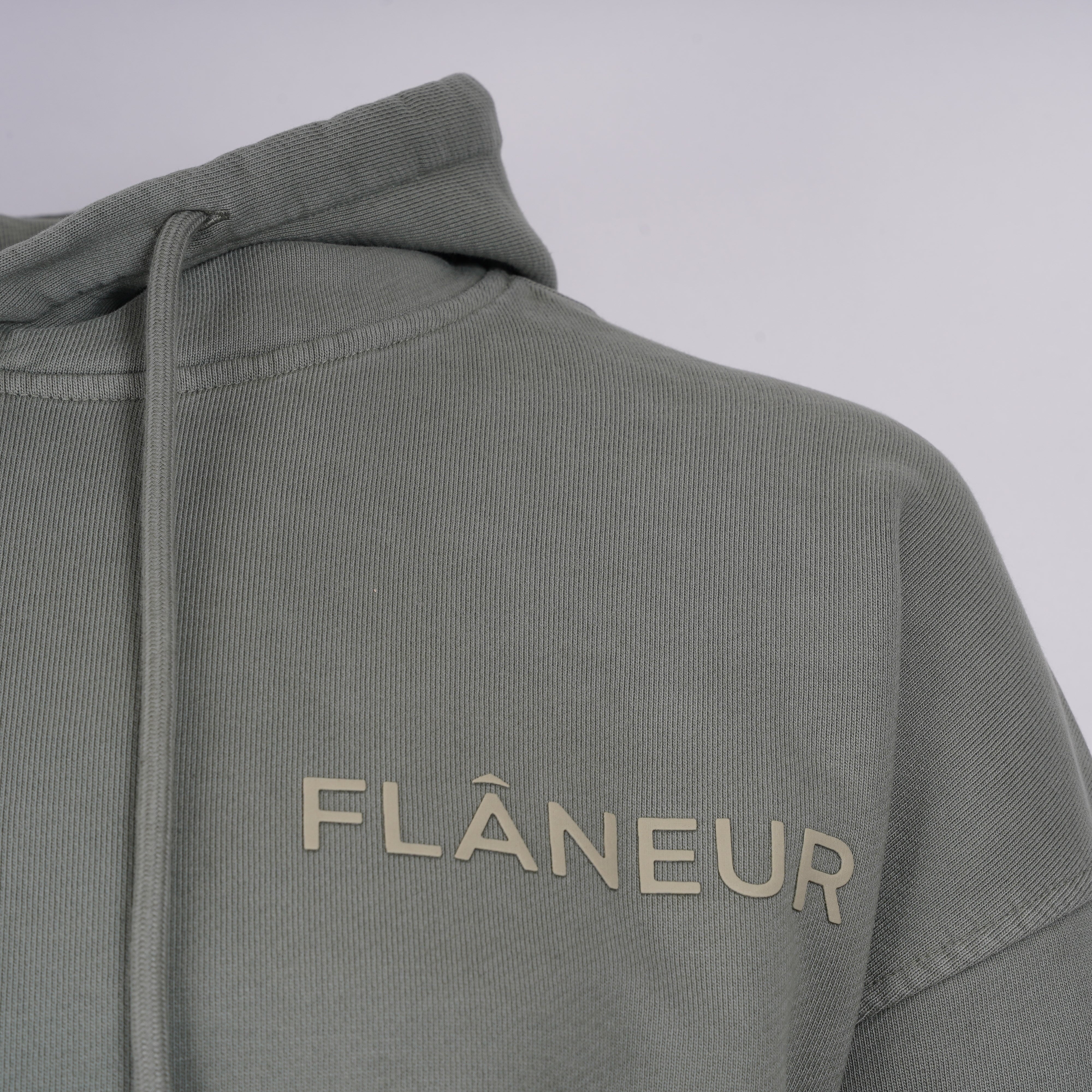 Flaneur Hoodie Groen | Double Logo Washed