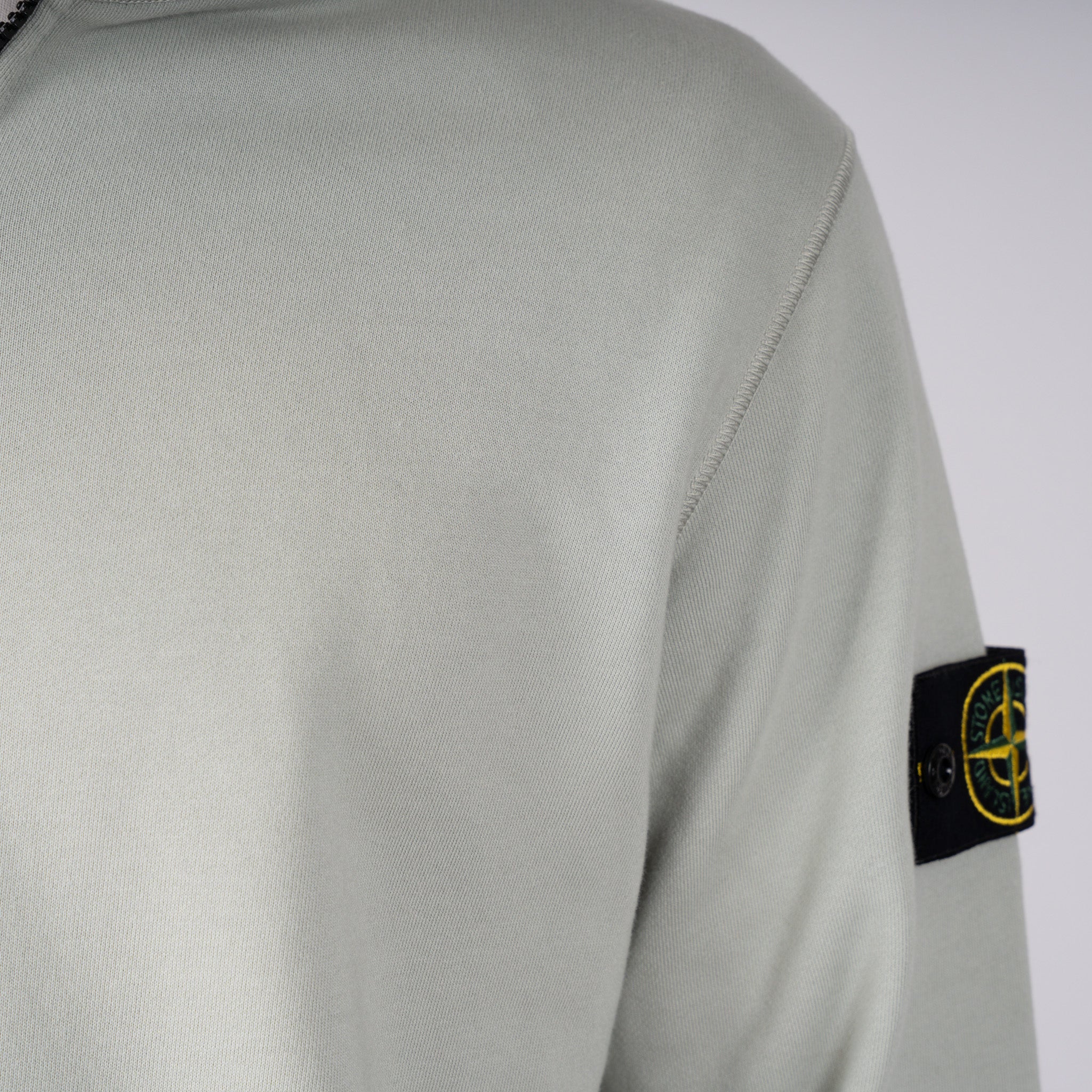 Stone Island Sweater met Rits Lichtgroen | Cotton Fleece