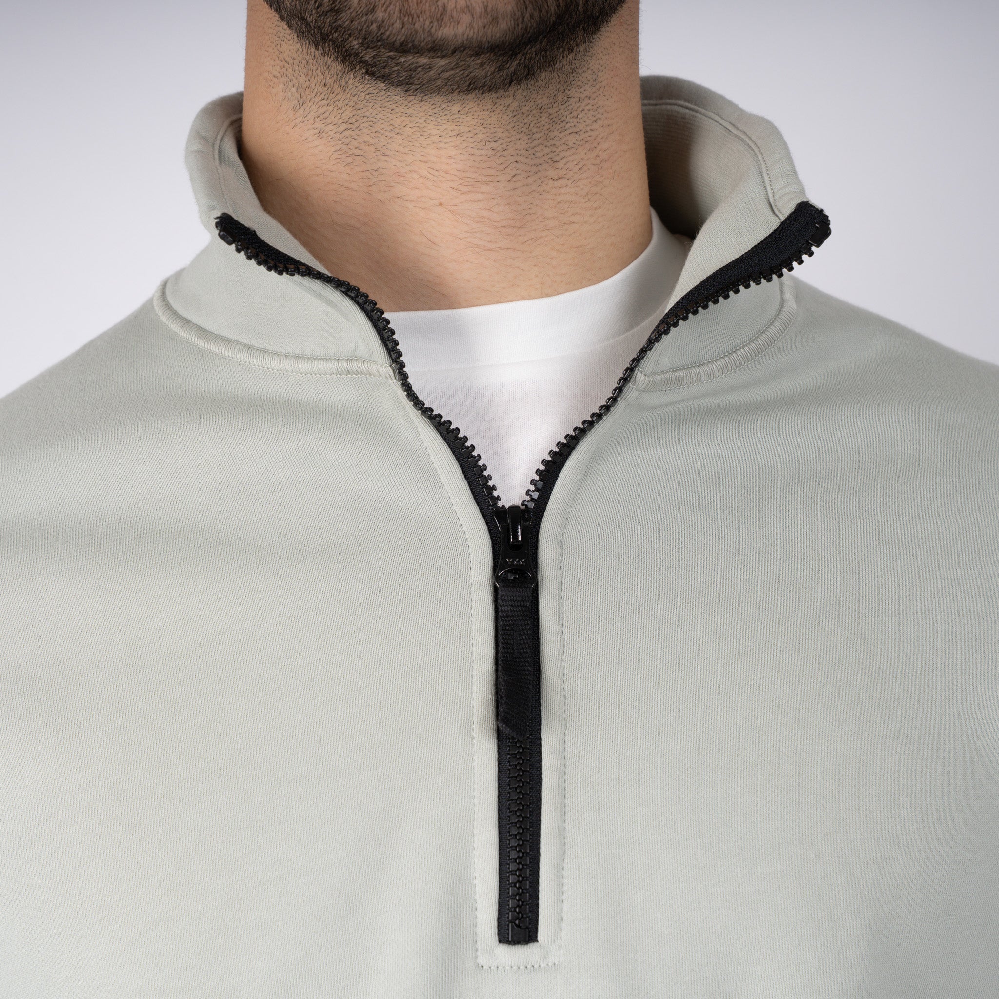 Stone Island Sweater met Rits Lichtgroen | Cotton Fleece