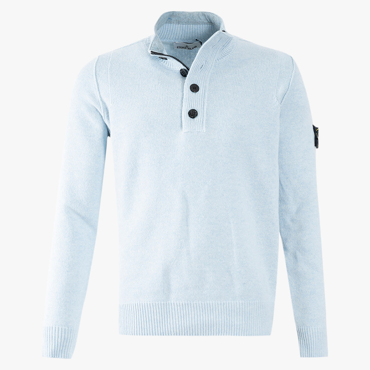 Stone Island Gebreide Trui met Knopenlijst Lichtblauw | Lambswool