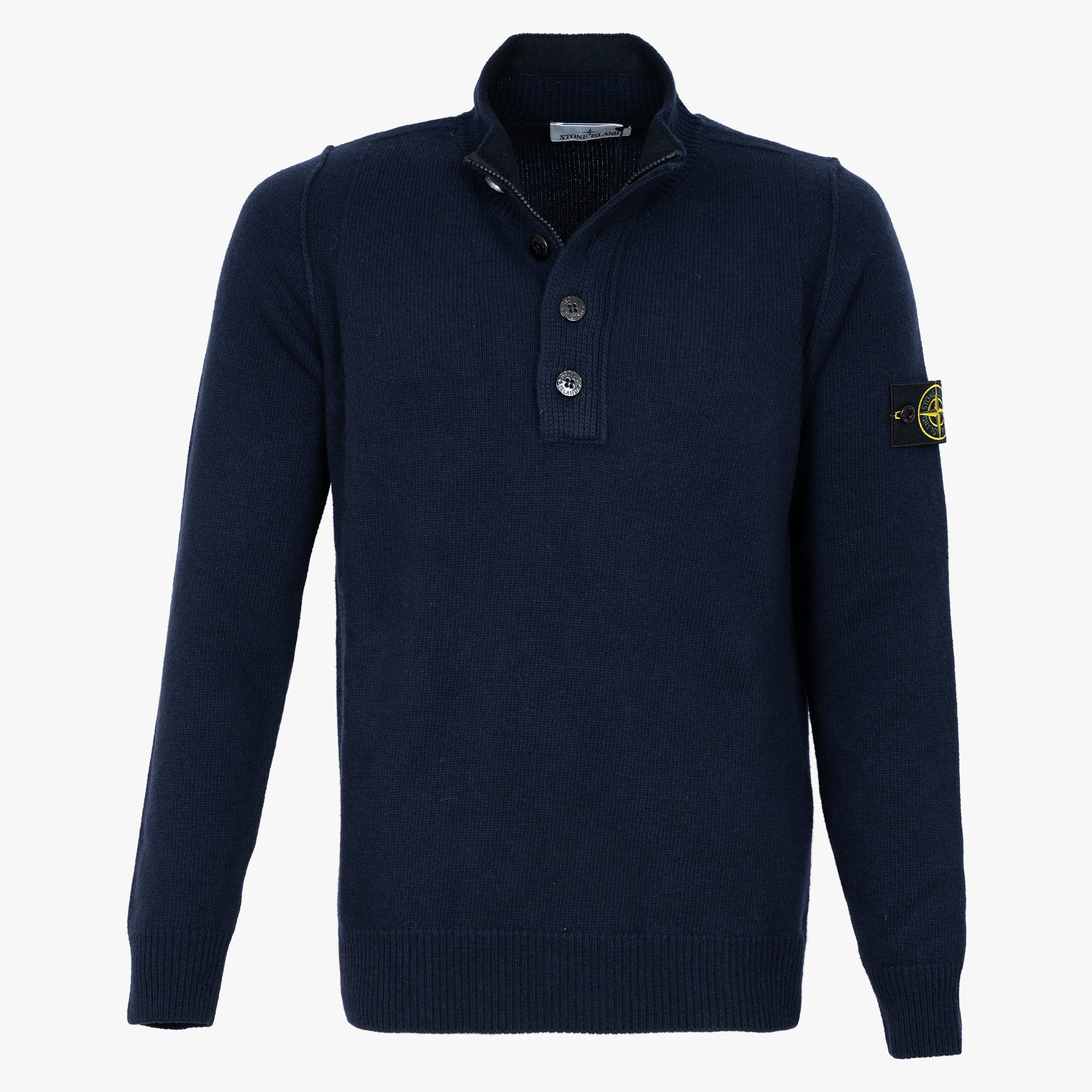 Stone Island Gebreide Trui met Knopenlijst Donkerblauw | Lambswool