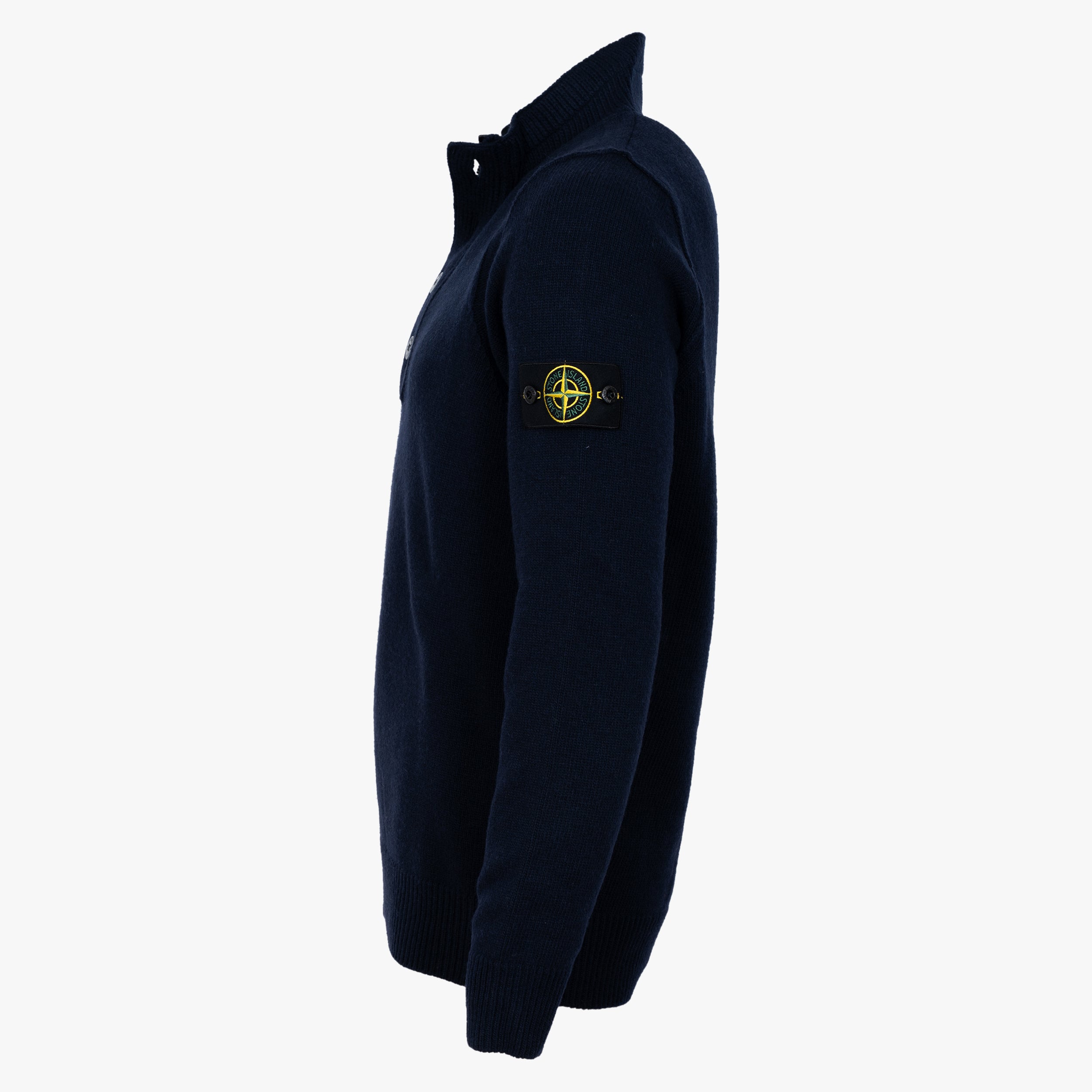 Stone Island Gebreide Trui met Knopenlijst Donkerblauw | Lambswool