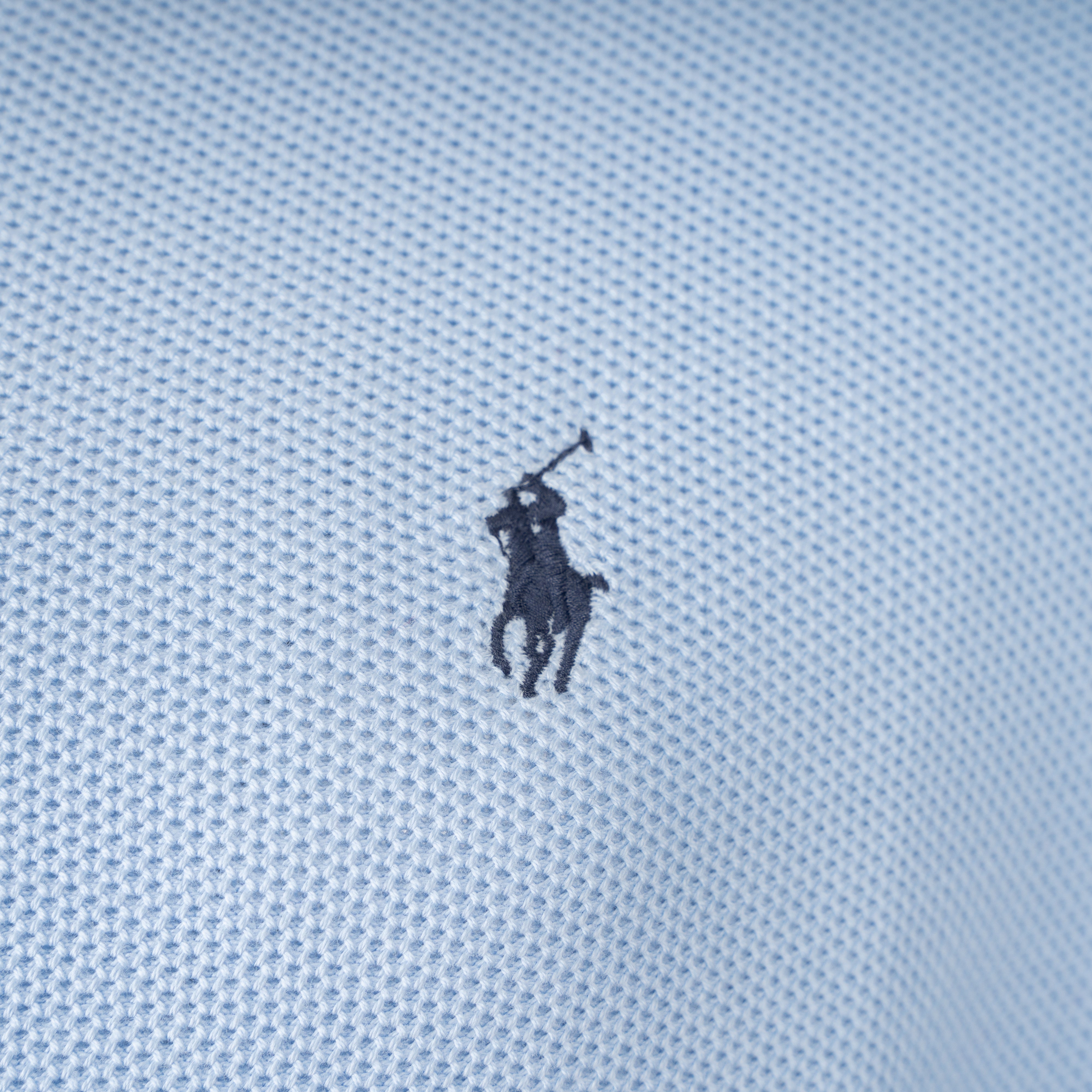 Ralph Lauren Gebreide Trui met Rits Lichtblauw | Mesh Cotton