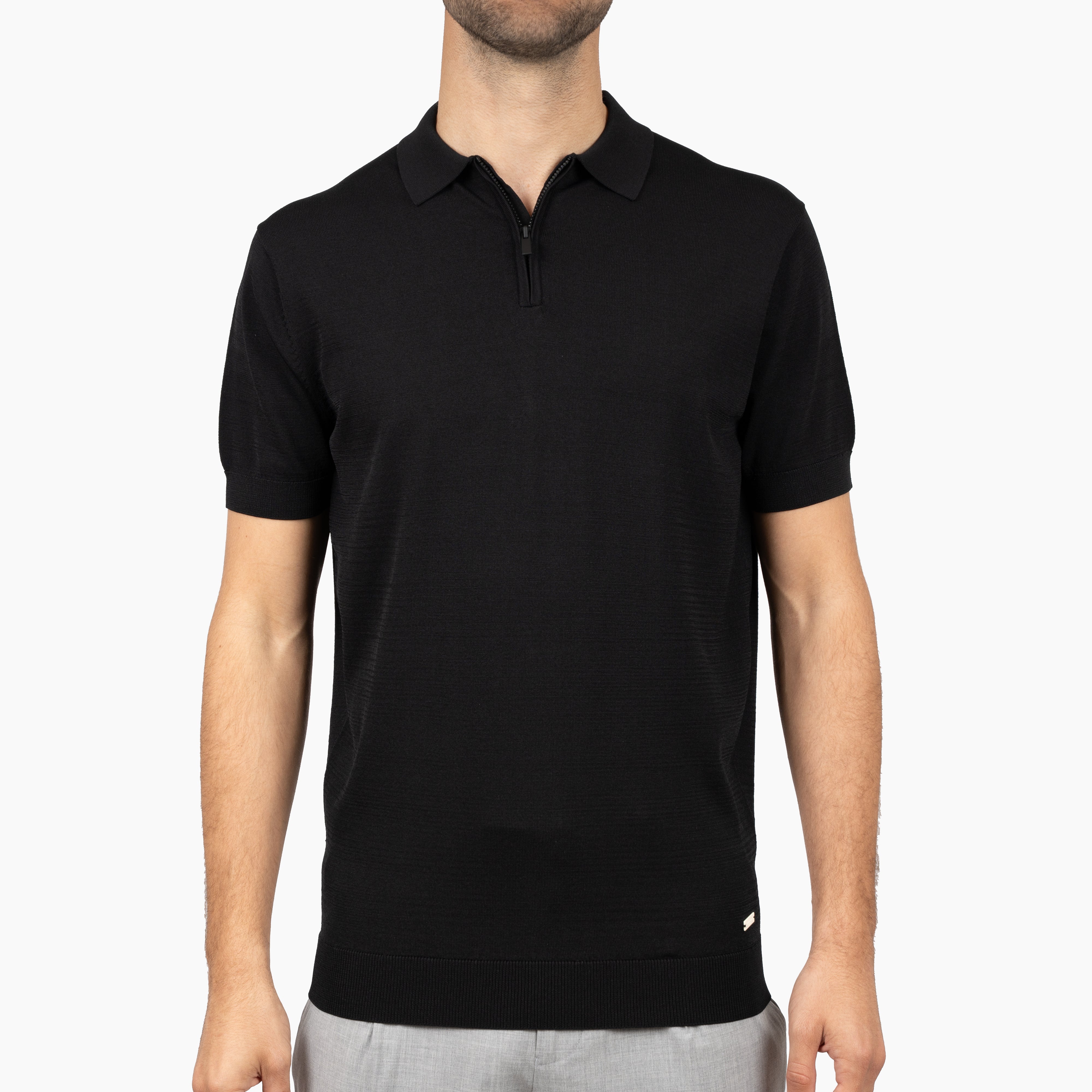 SEVEN DIALS Technische Polo met Rits Zwart | Osric