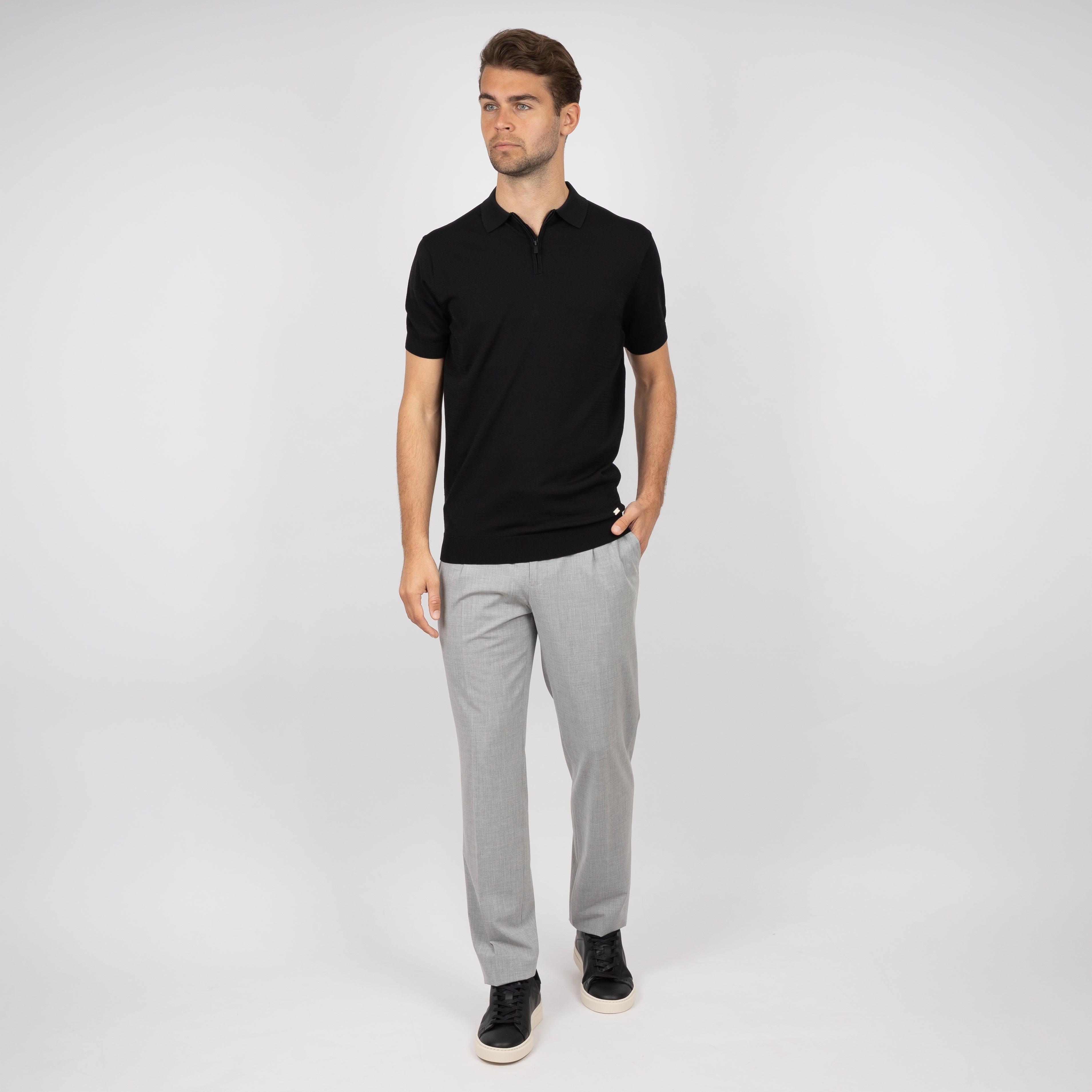 SEVEN DIALS Technische Polo met Rits Zwart | Osric