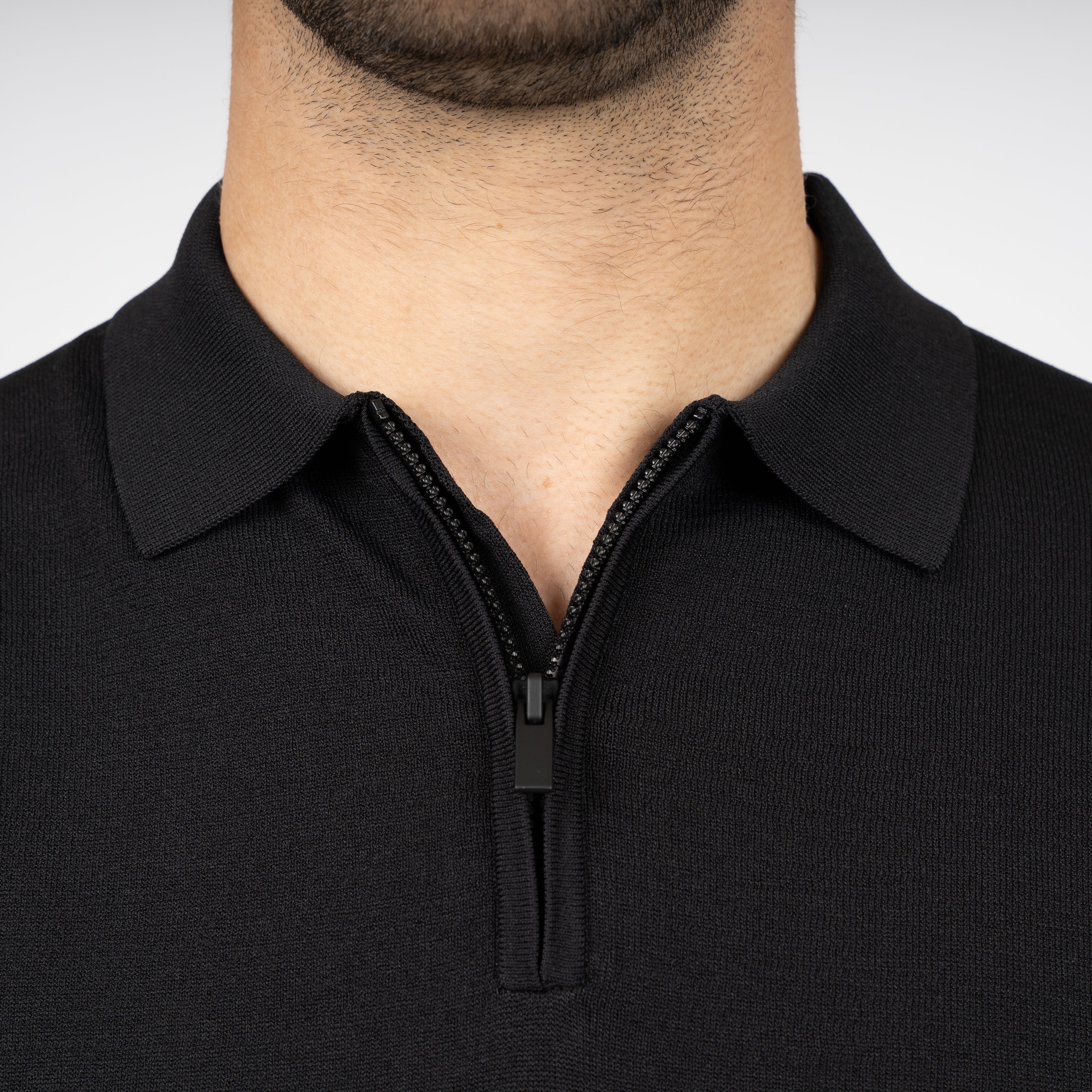 SEVEN DIALS Technische Polo met Rits Zwart | Osric