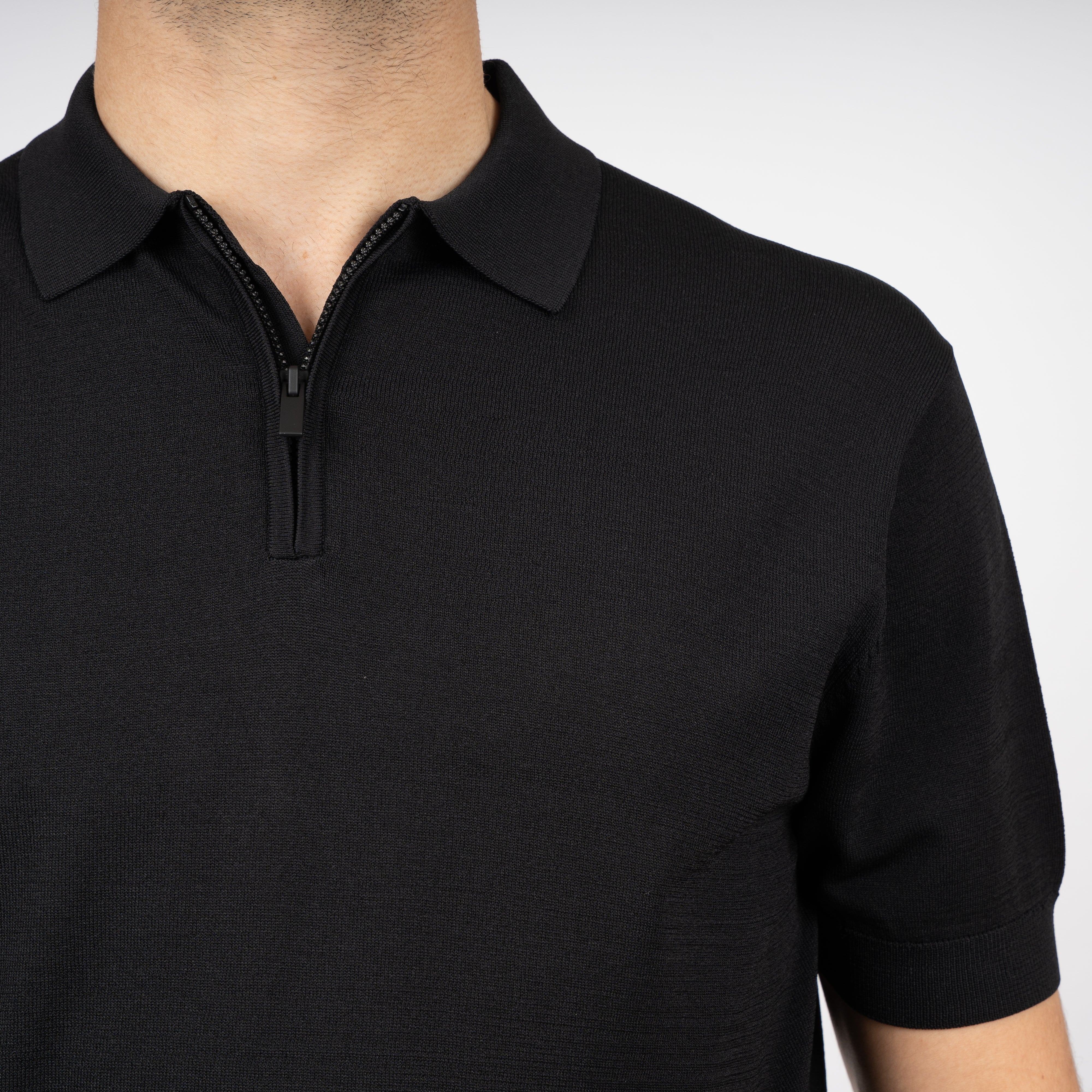 SEVEN DIALS Technische Polo met Rits Zwart | Osric