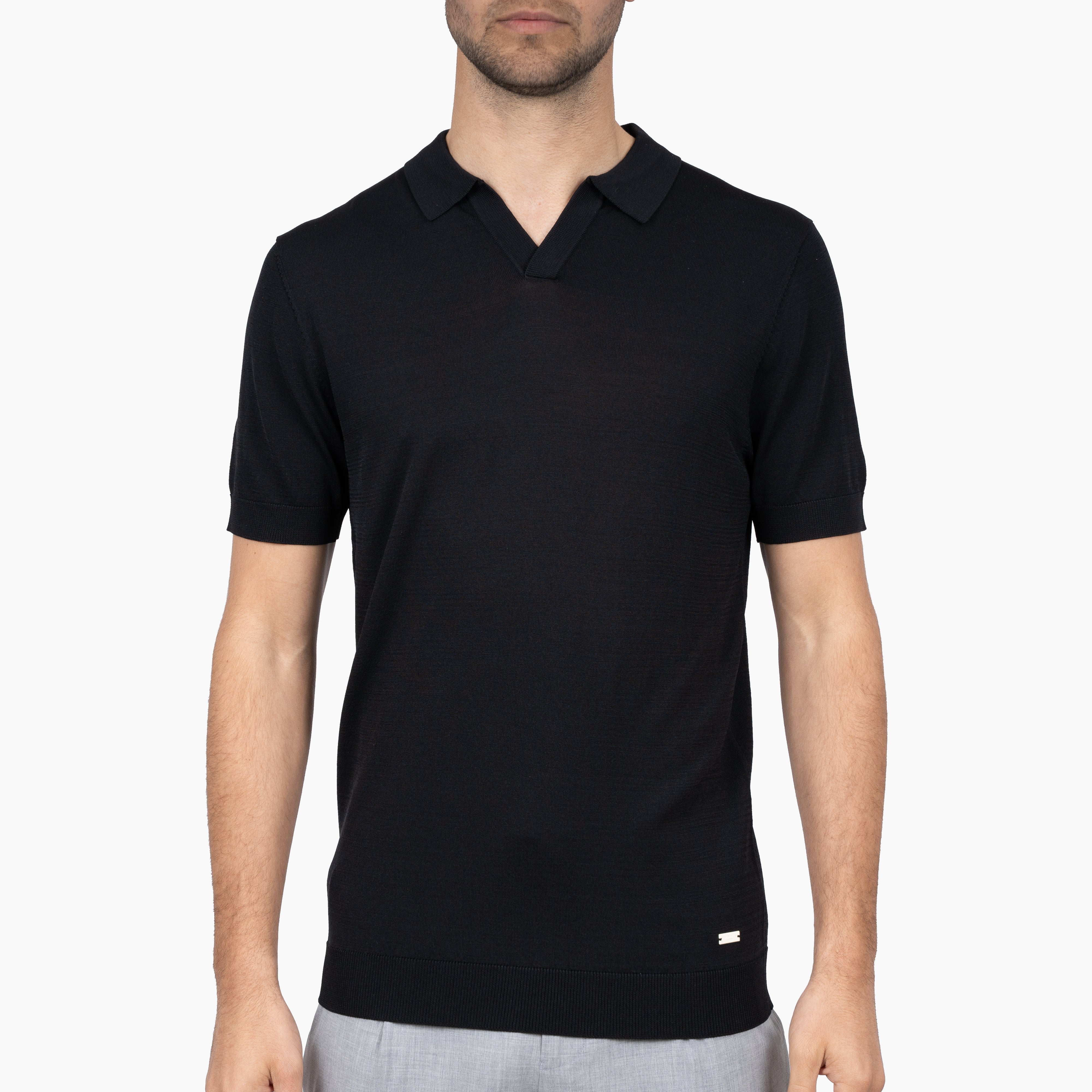 SEVEN DIALS Technische Buttonless Polo Zwart | Hayden