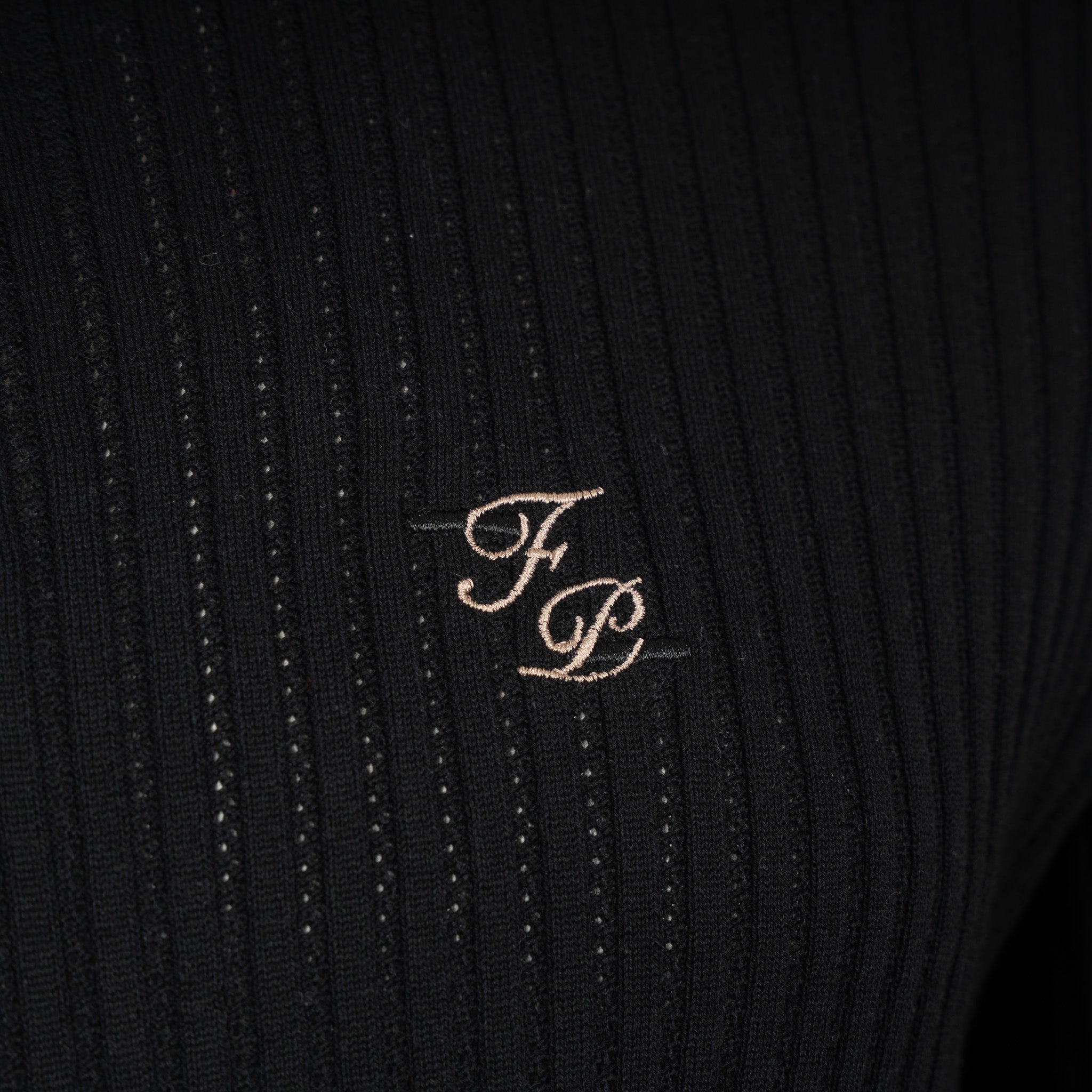 Filling Pieces Gebreide Polo Zwart | Fine Knit