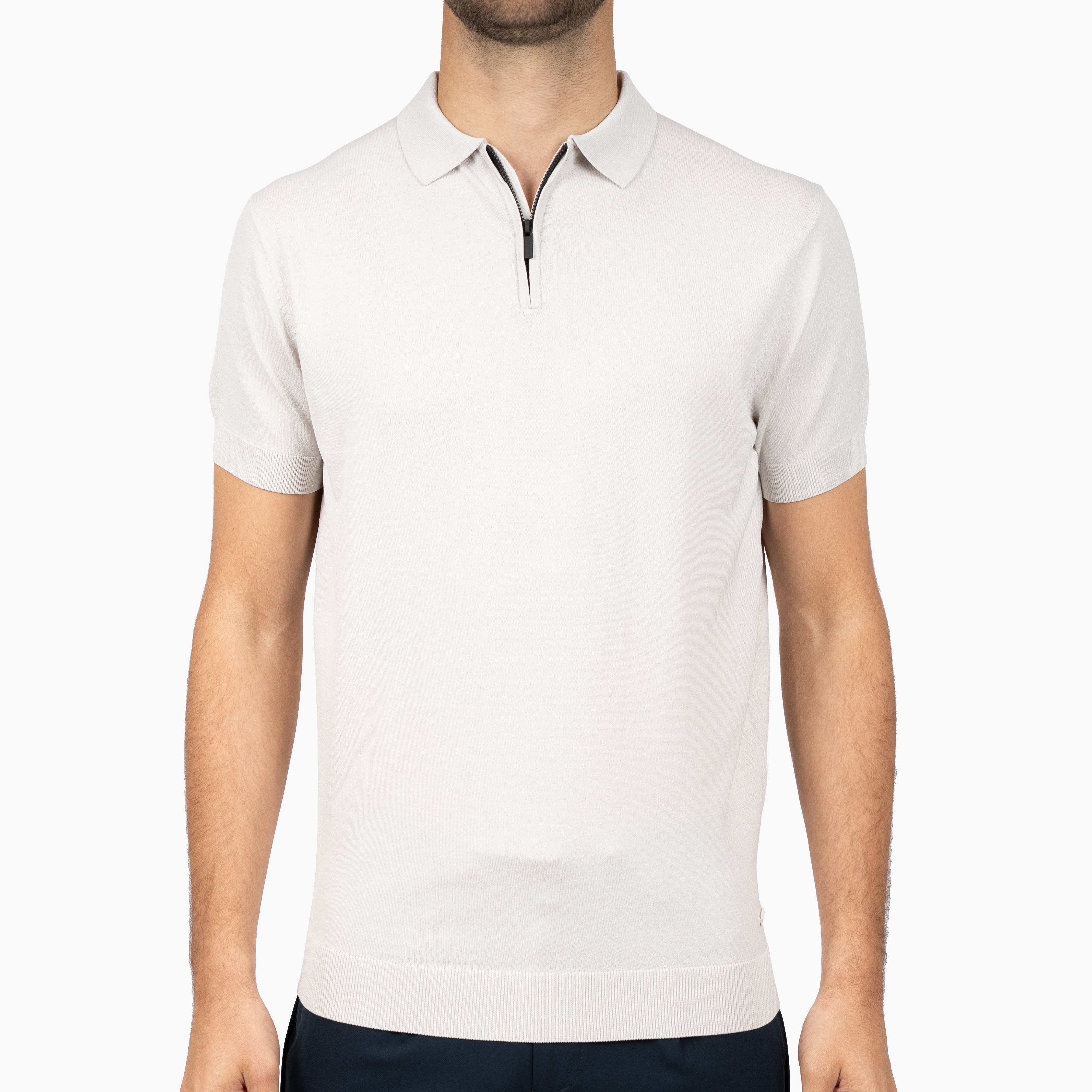 SEVEN DIALS Technische Polo met Rits Lichtgrijs | Osric