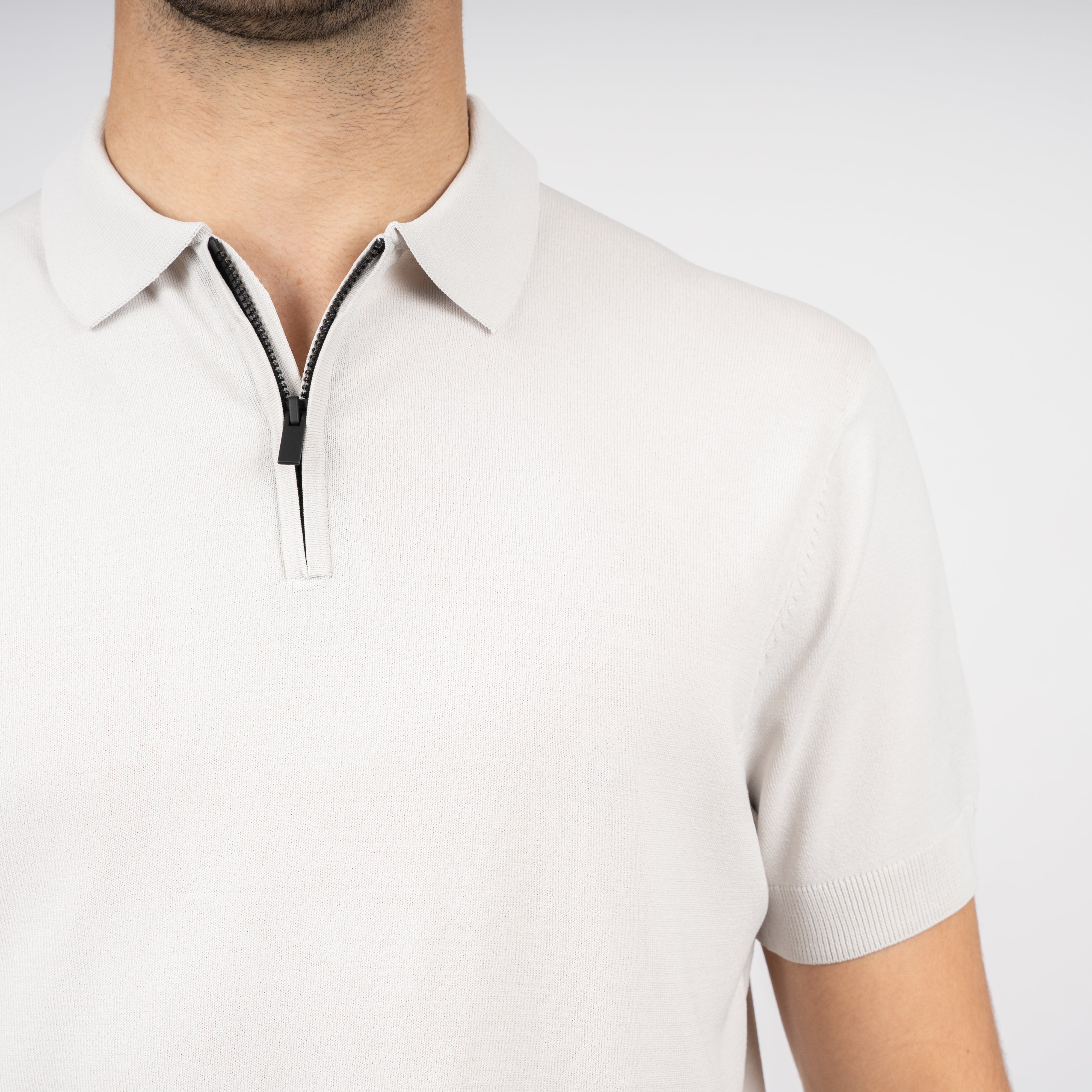 SEVEN DIALS Technische Polo met Rits Lichtgrijs | Osric