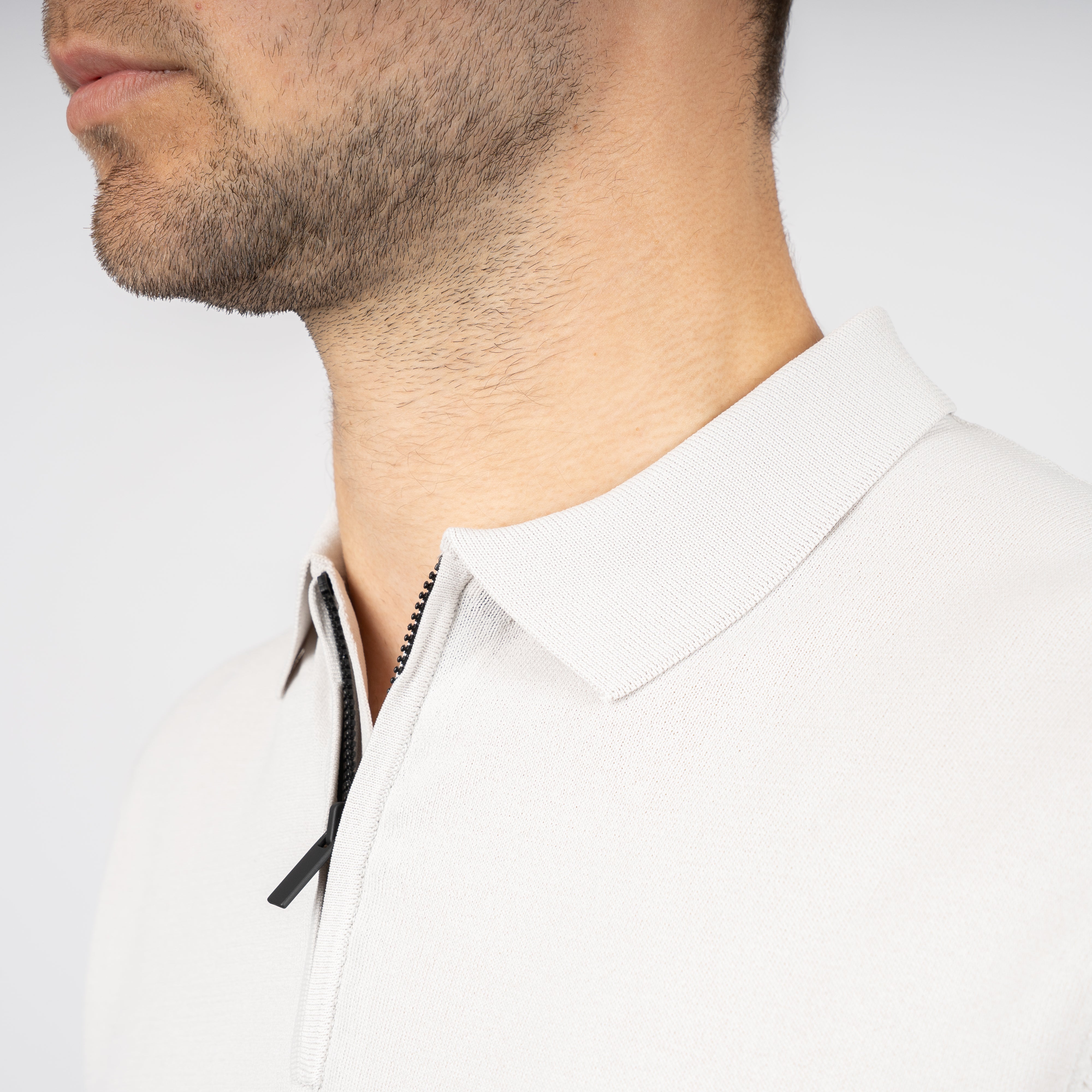 SEVEN DIALS Technische Polo met Rits Lichtgrijs | Osric