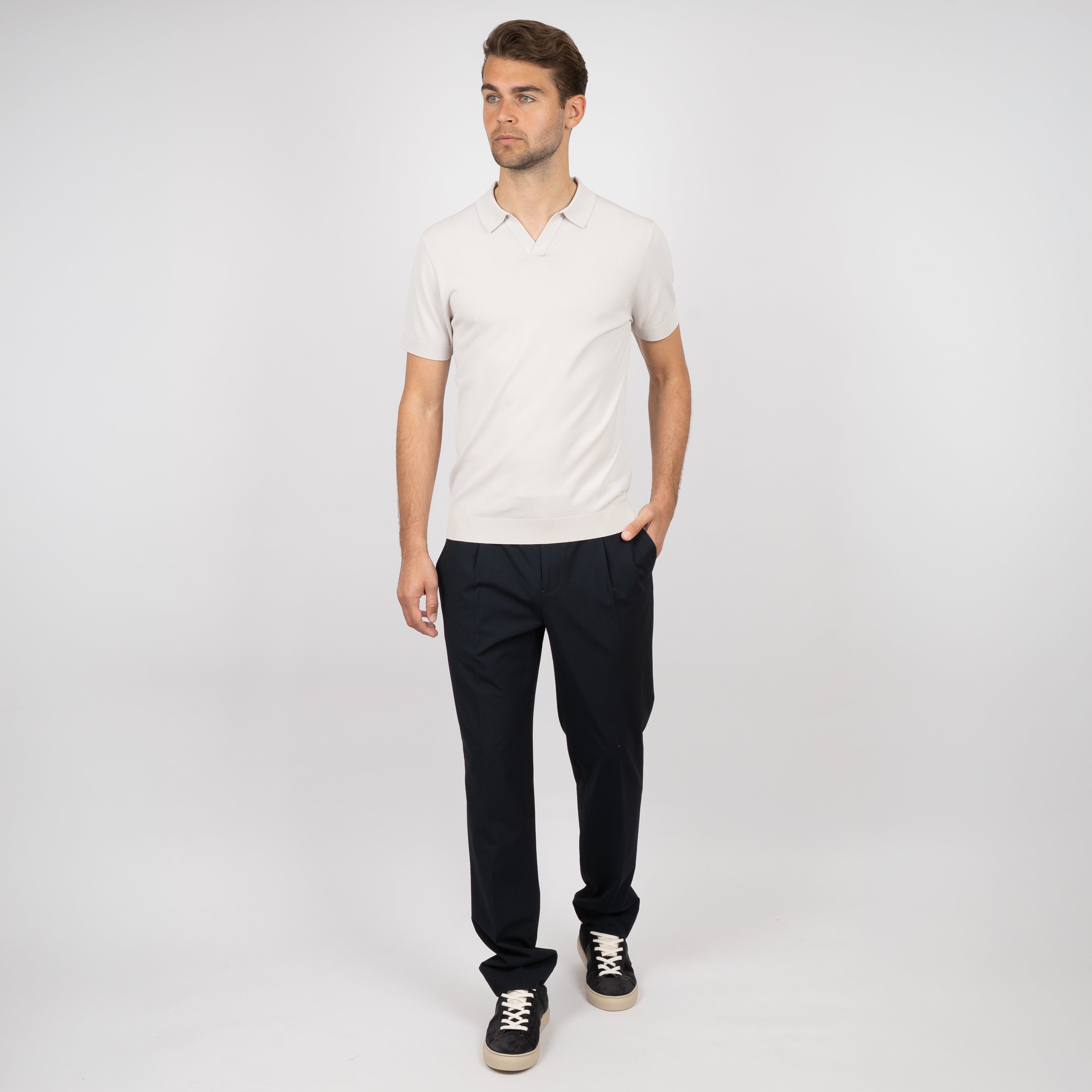 SEVEN DIALS Technische Buttonless Polo Lichtgrijs | Hayden