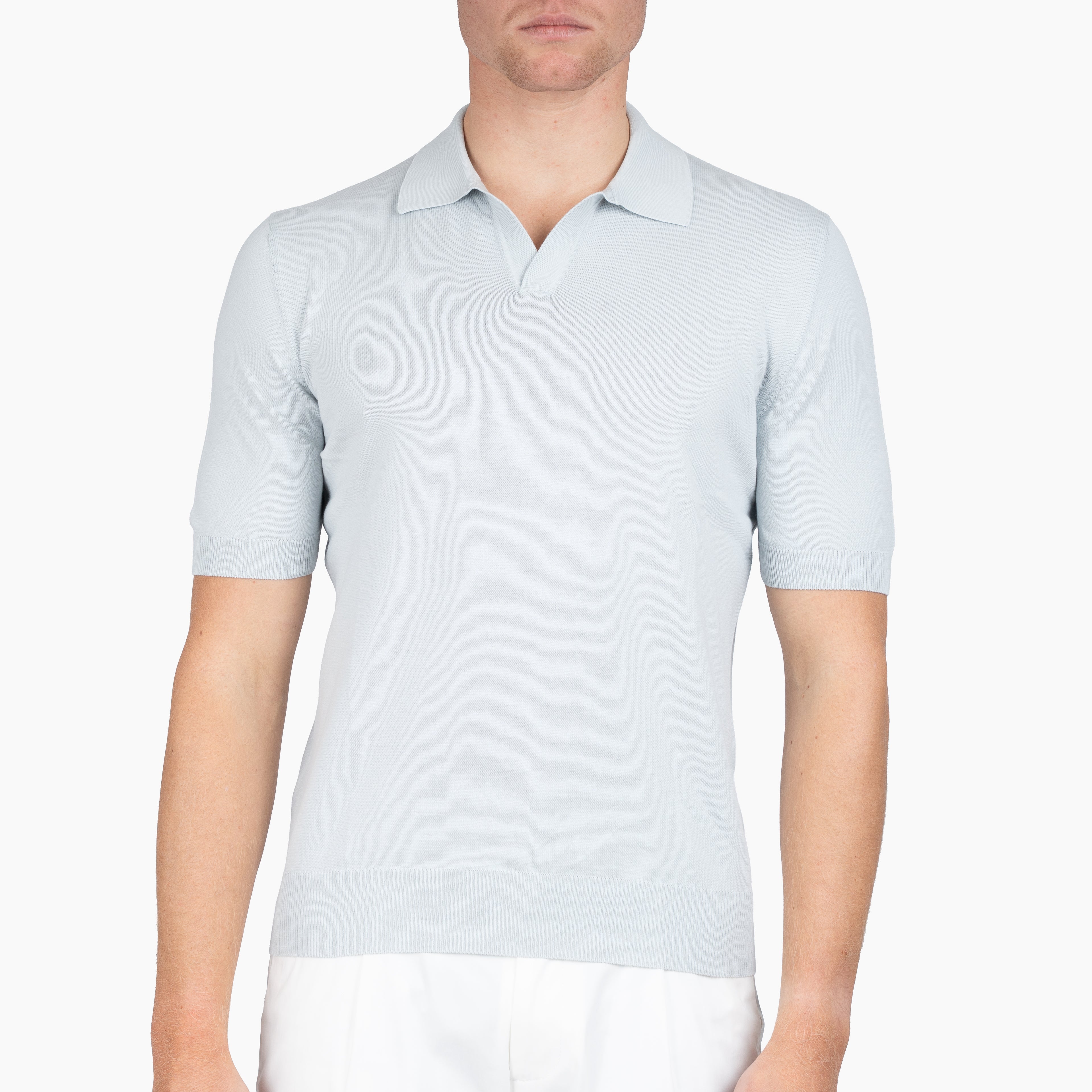 Gran Sasso Buttonless Polo Lichtgrijs | Egyptian Cotton