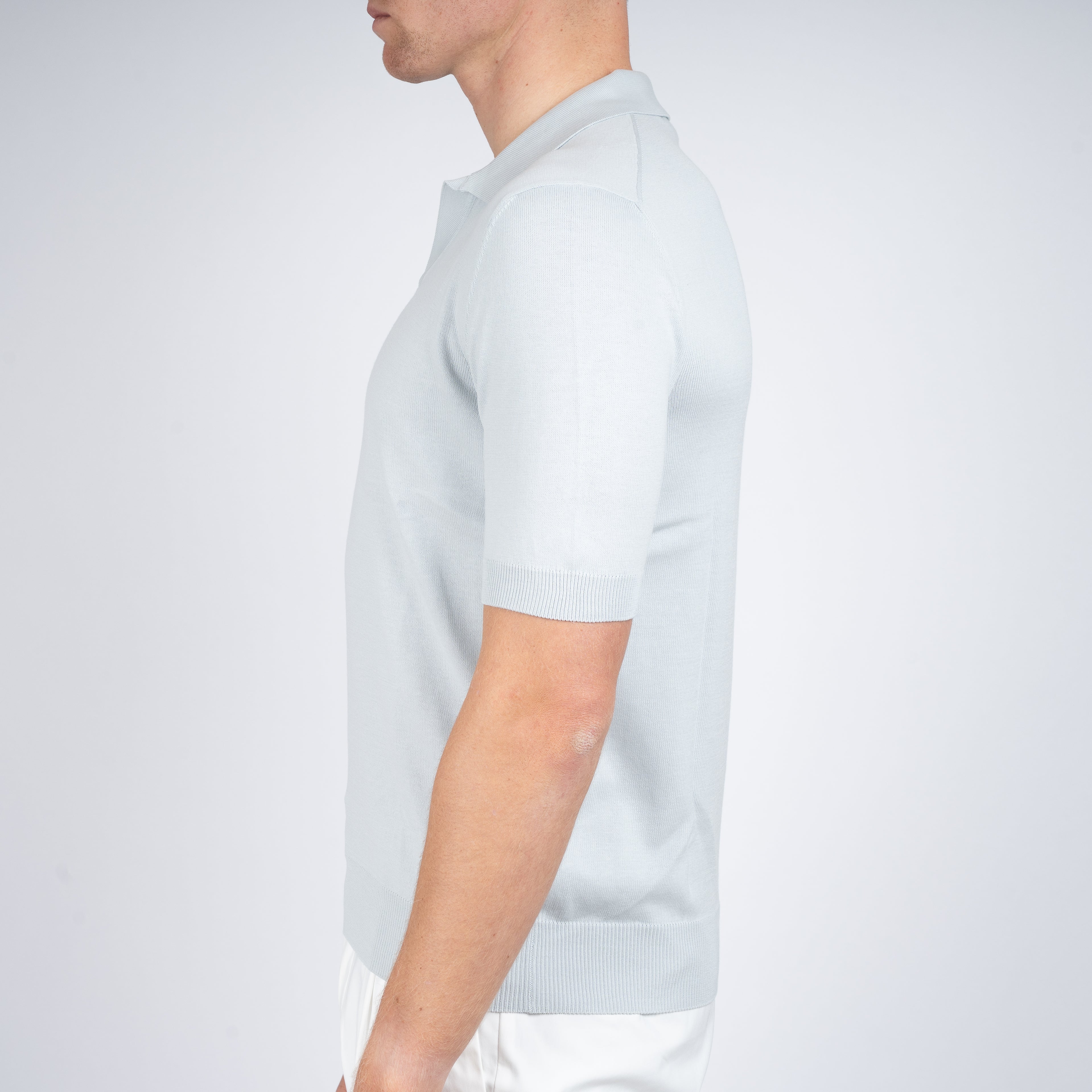 Gran Sasso Buttonless Polo Lichtgrijs | Egyptian Cotton