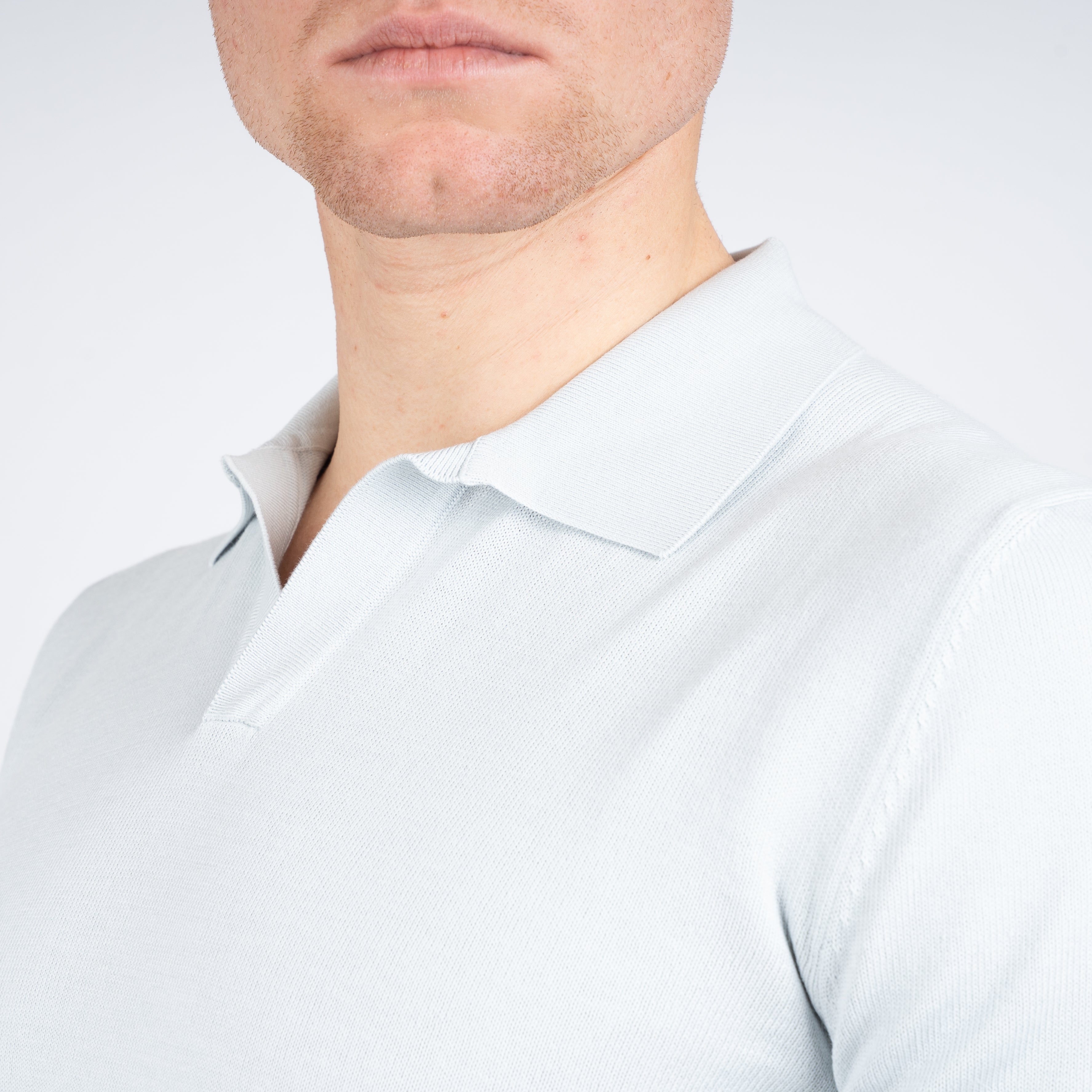 Gran Sasso Buttonless Polo Lichtgrijs | Egyptian Cotton