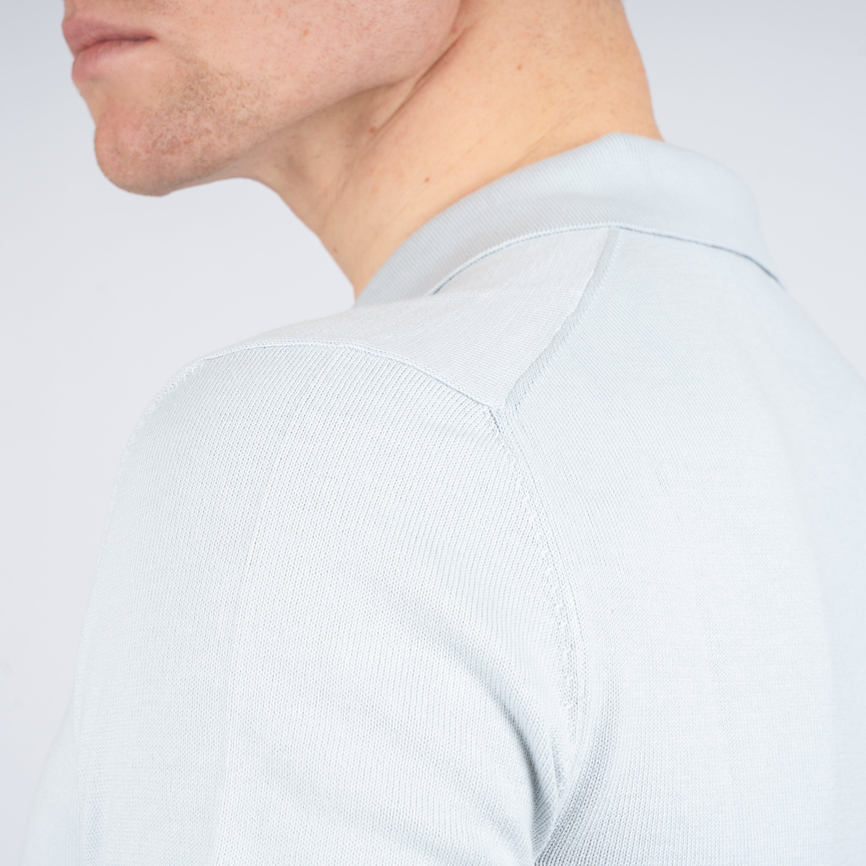 Gran Sasso Buttonless Polo Lichtgrijs | Egyptian Cotton