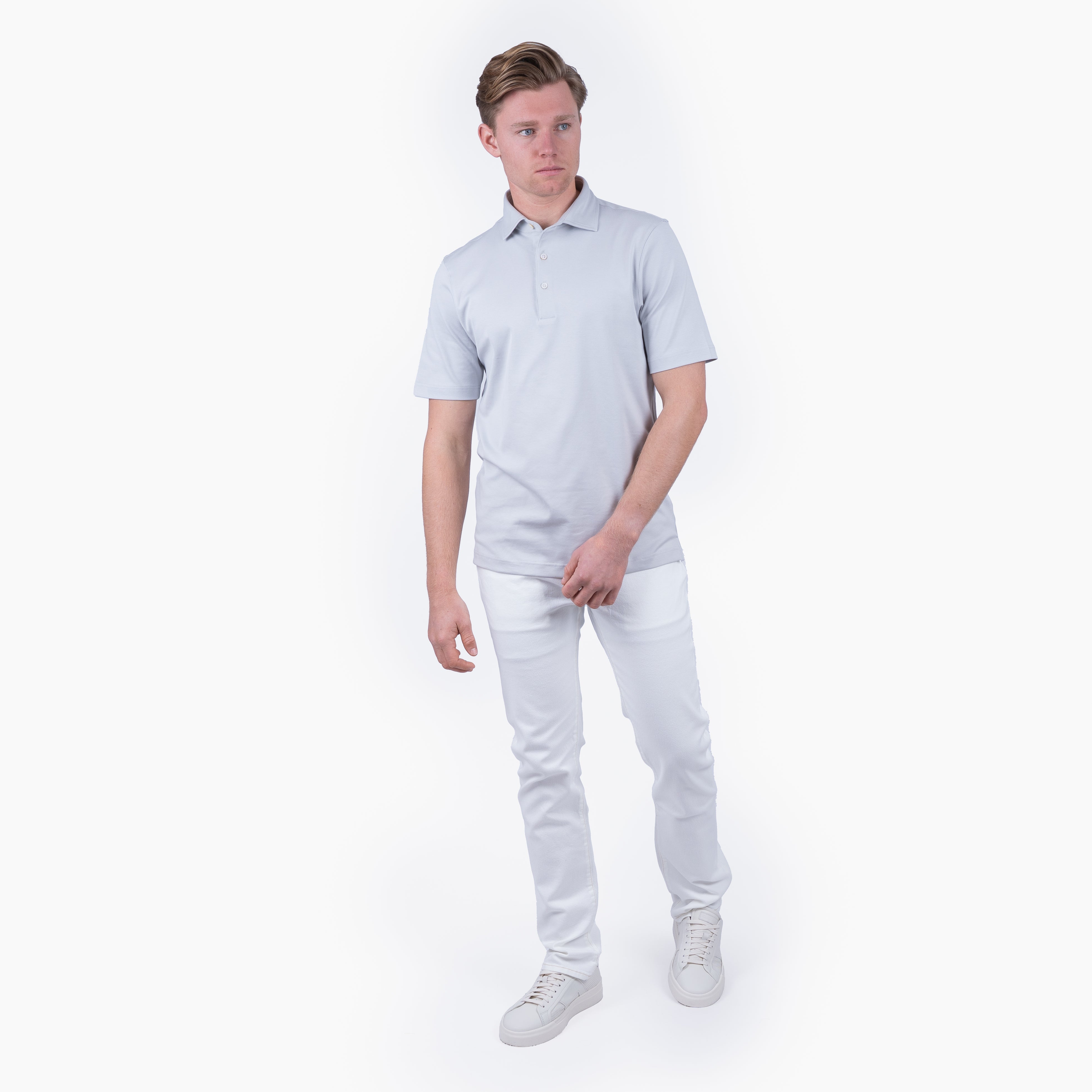 Gran Sasso Polo Grijs | Mercerized Cotton