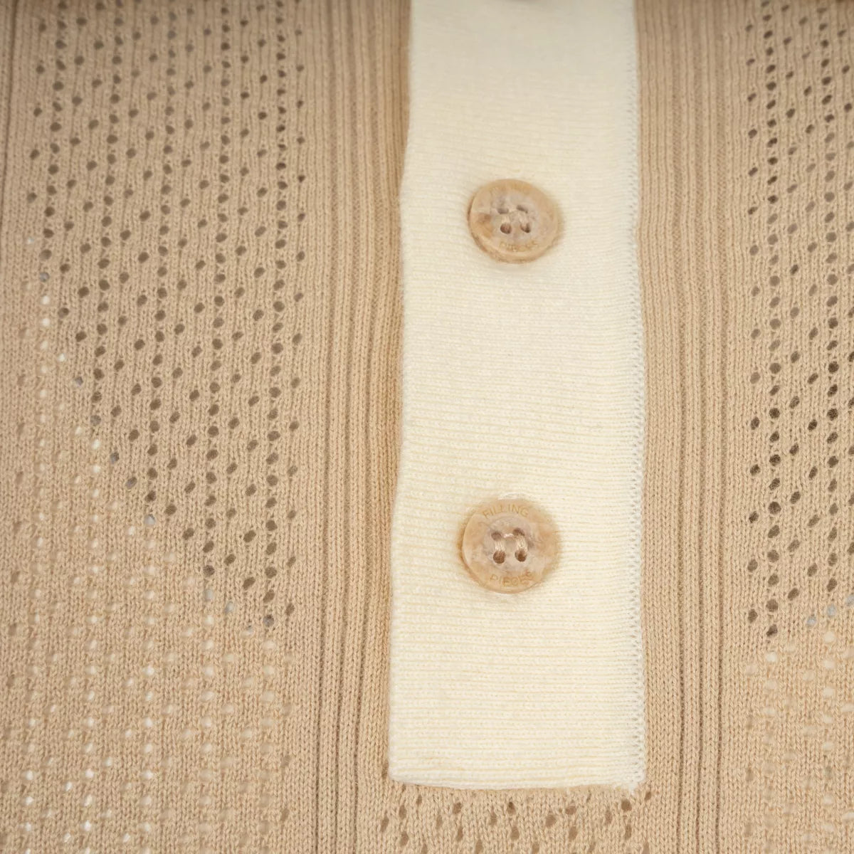 Filling Pieces Gebreide Polo Beige | Knit Polo