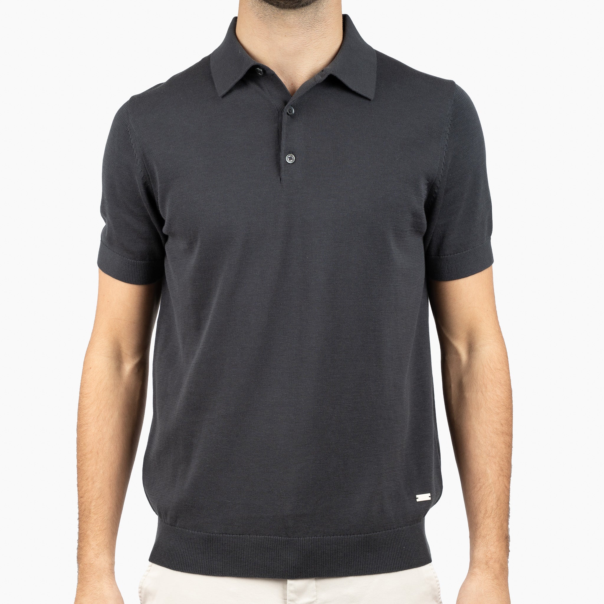 SEVEN DIALS Gebreide Polo Antracietgrijs | Fillin