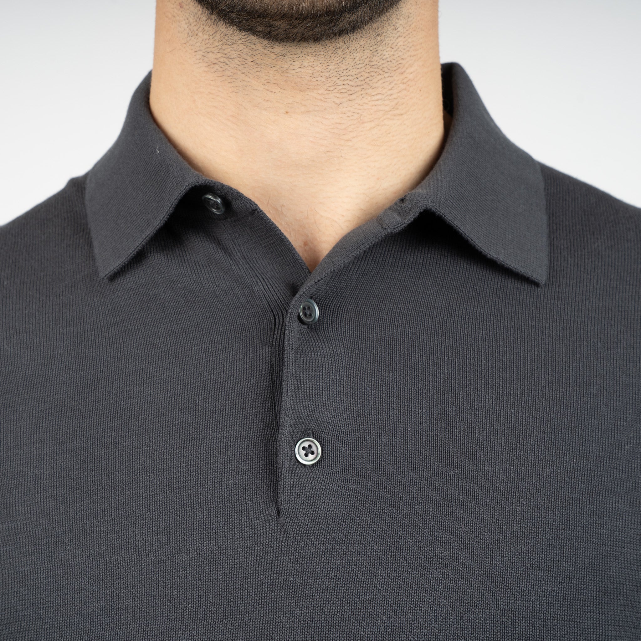 SEVEN DIALS Gebreide Polo Antracietgrijs | Fillin