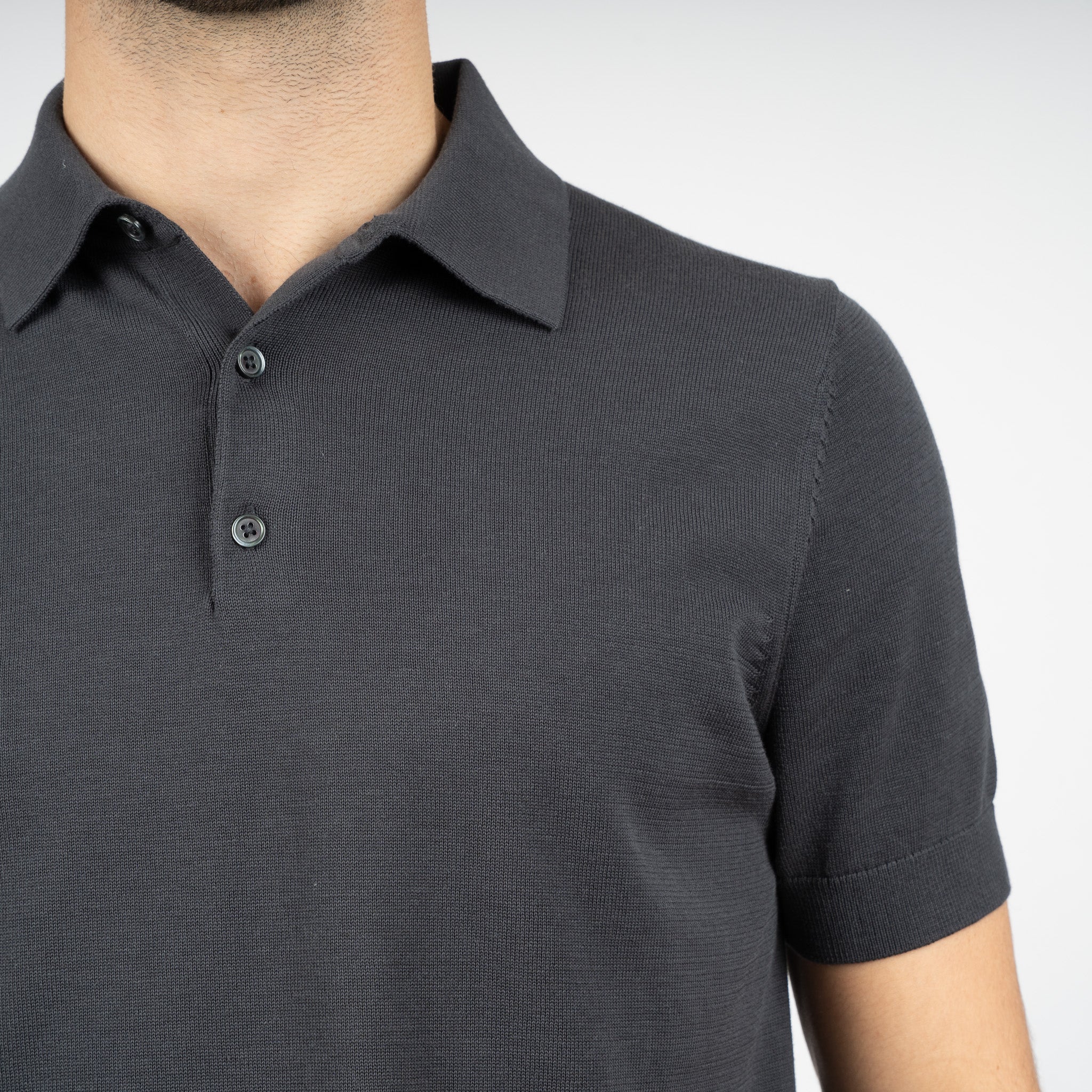 SEVEN DIALS Gebreide Polo Antracietgrijs | Fillin