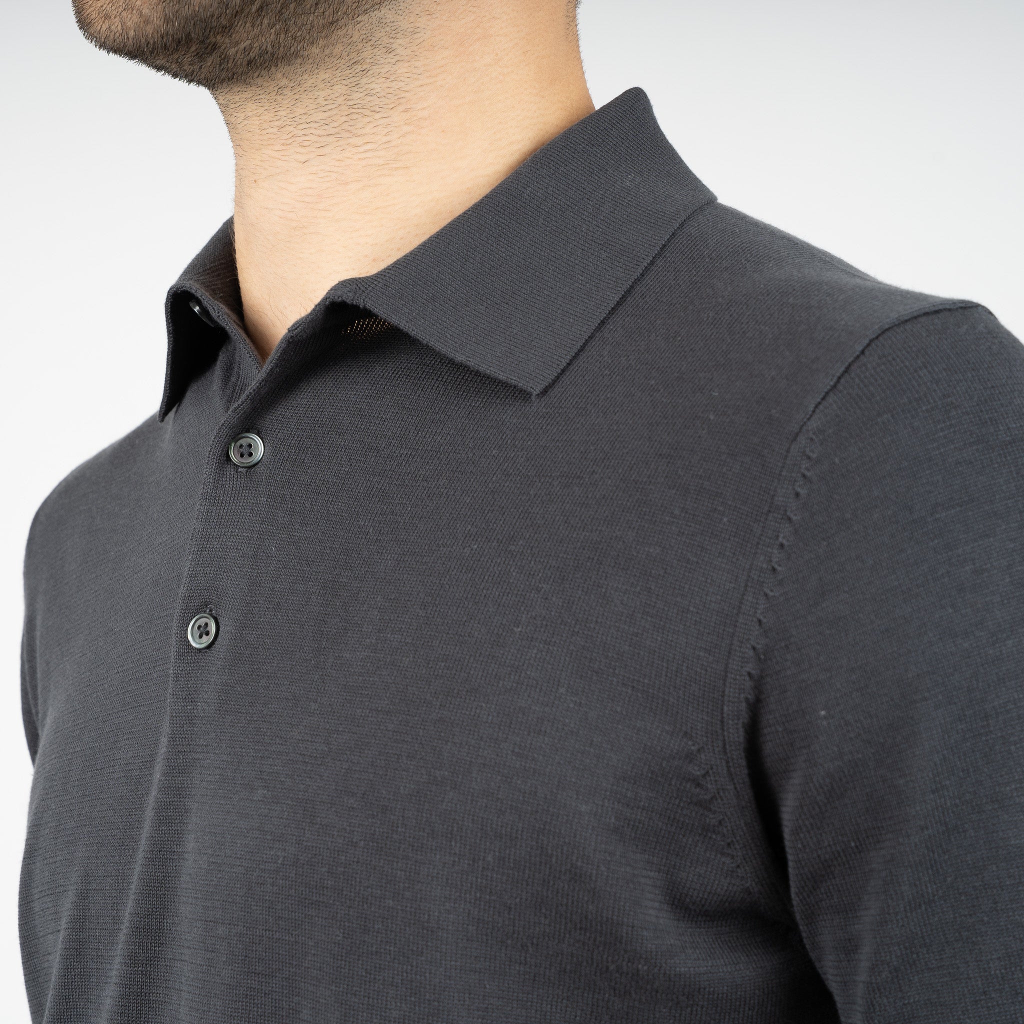 SEVEN DIALS Gebreide Polo Antracietgrijs | Fillin