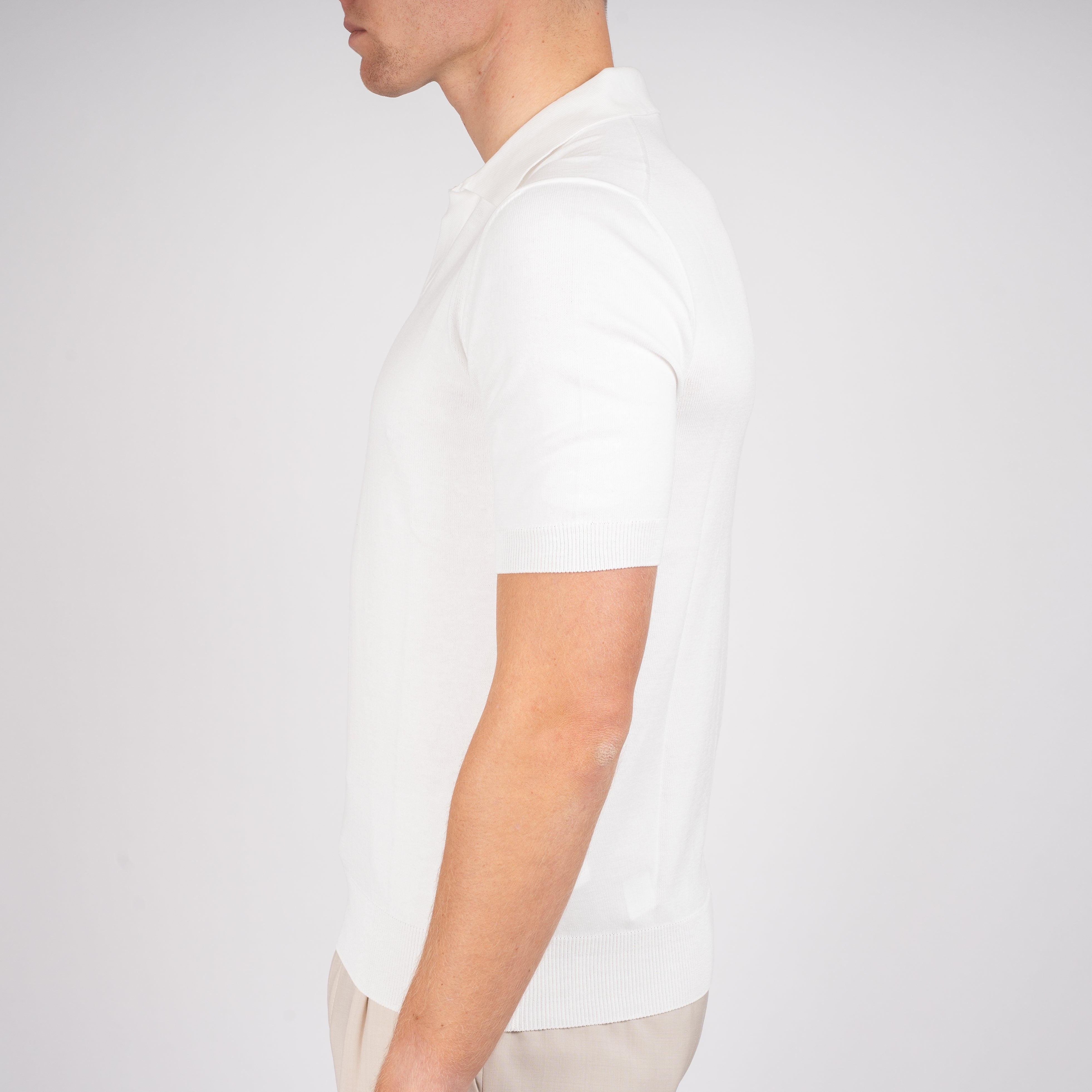Gran Sasso Buttonless Polo Wit | Egyptian Cotton