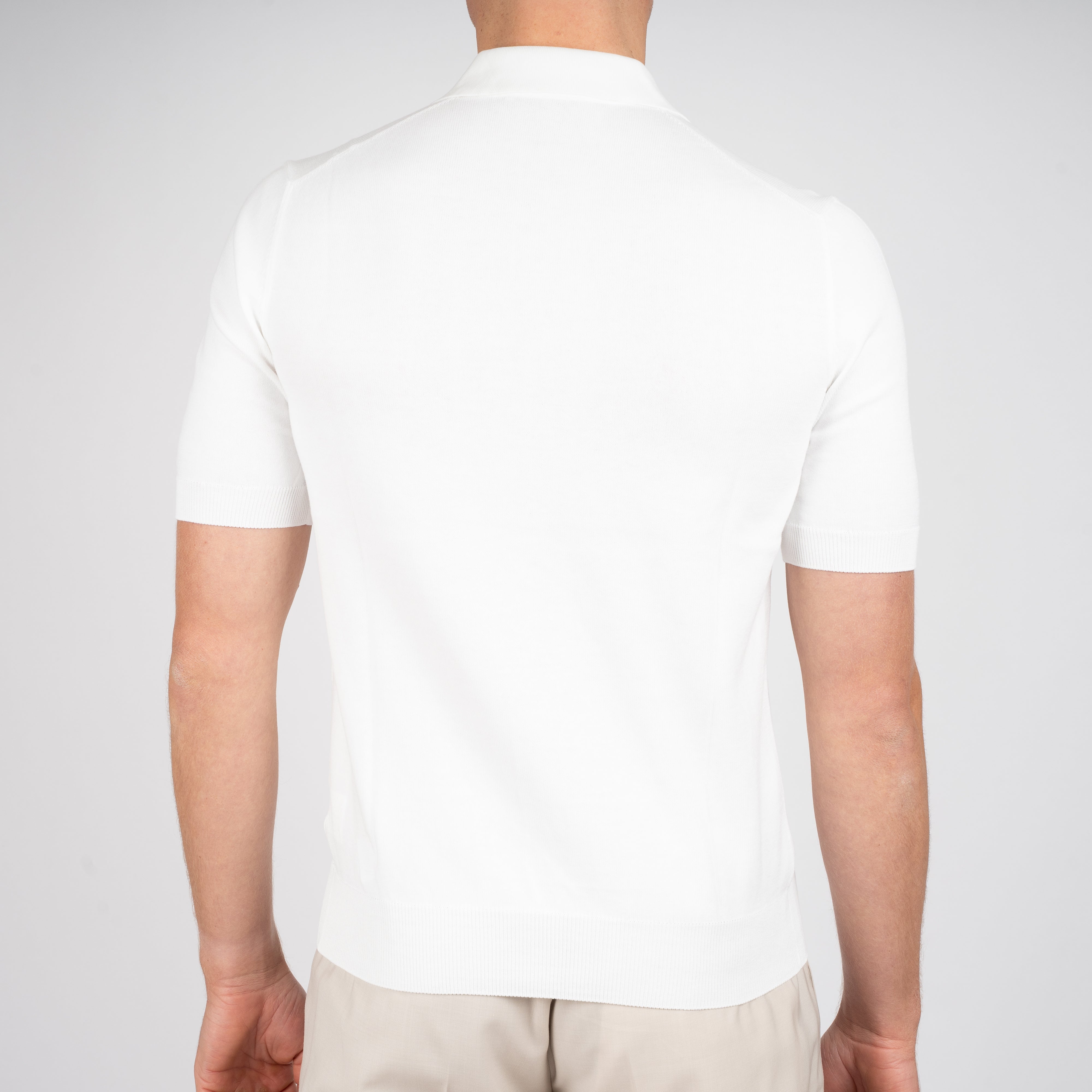 Gran Sasso Buttonless Polo Wit | Egyptian Cotton