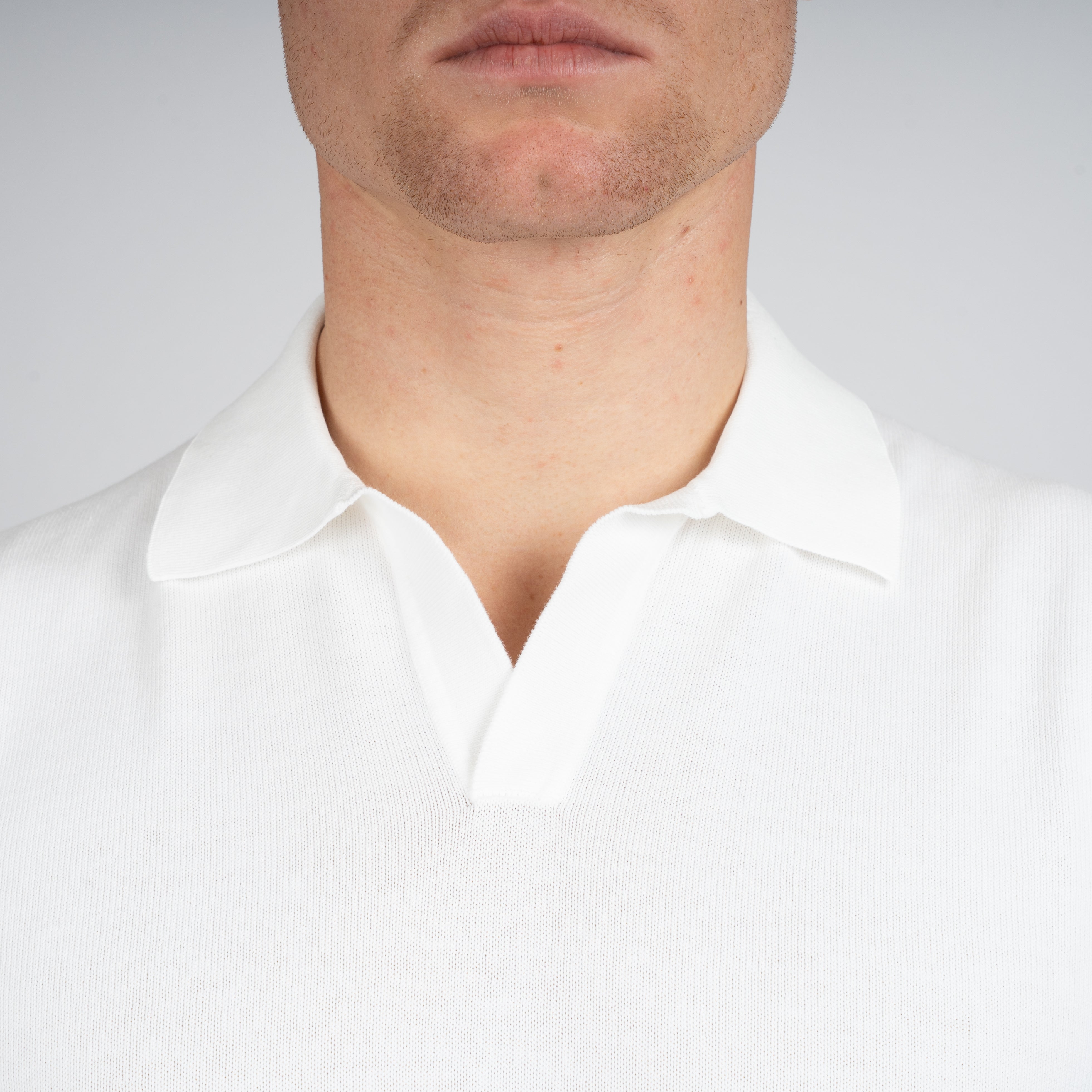 Gran Sasso Buttonless Polo Wit | Egyptian Cotton