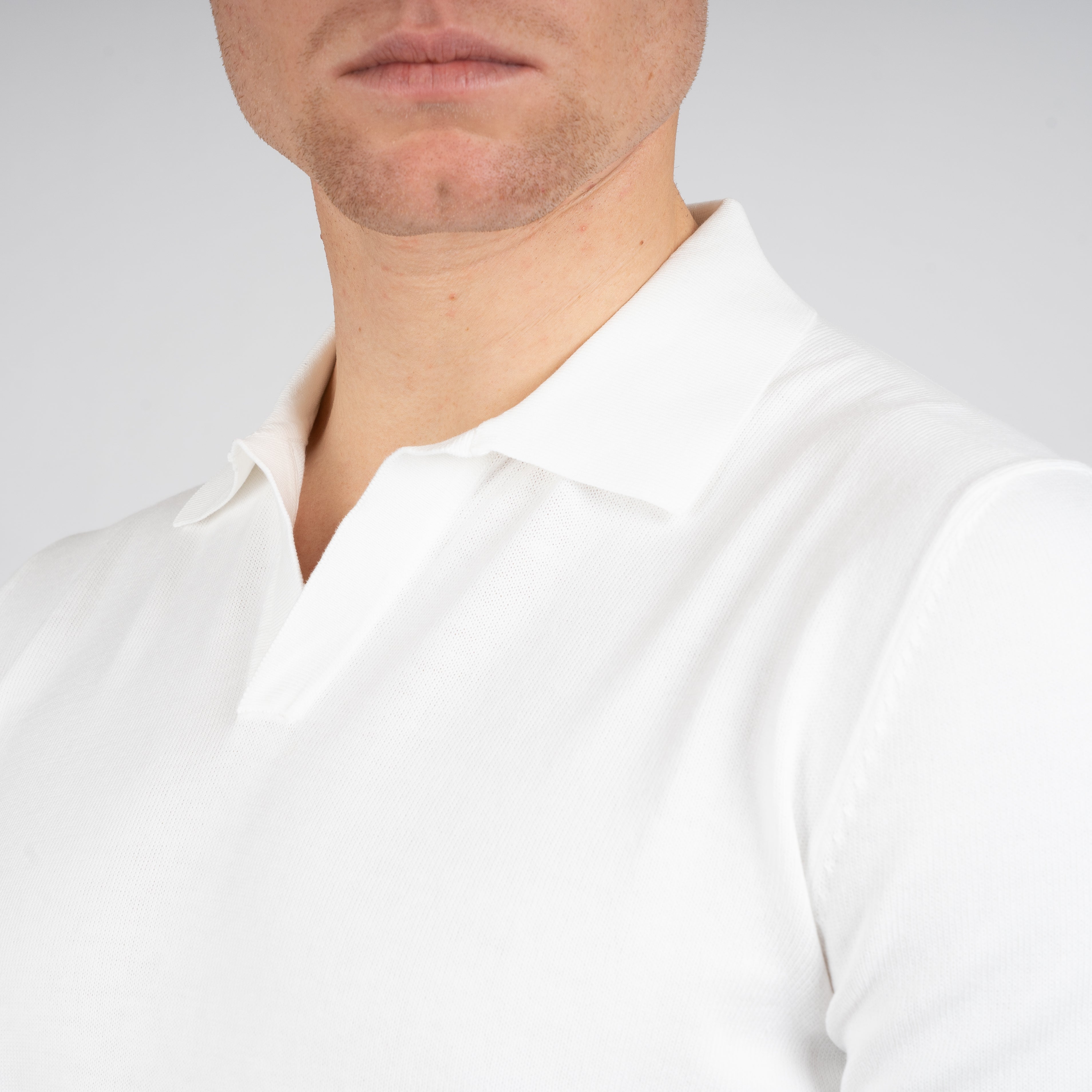 Gran Sasso Buttonless Polo Wit | Egyptian Cotton