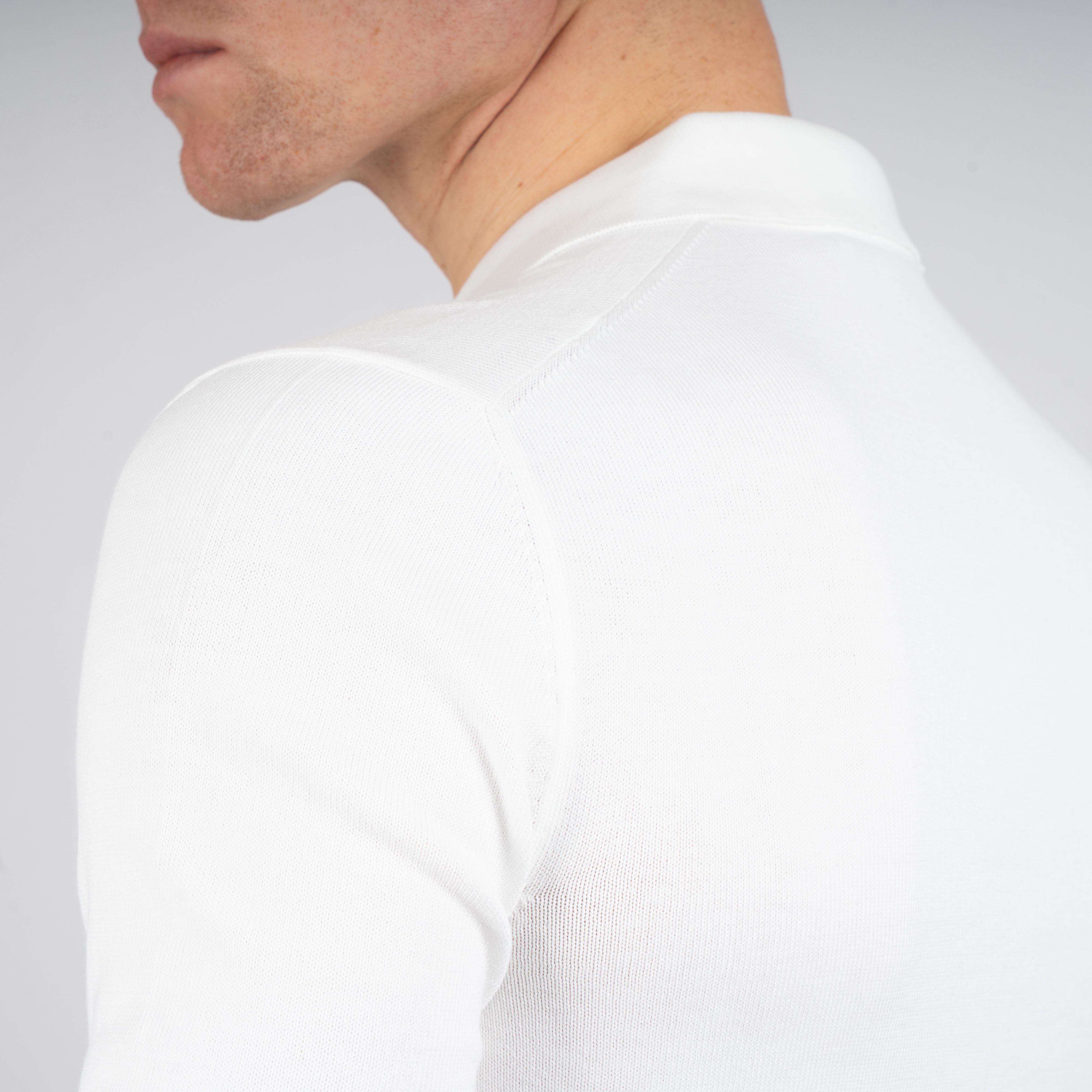 Gran Sasso Buttonless Polo Wit | Egyptian Cotton